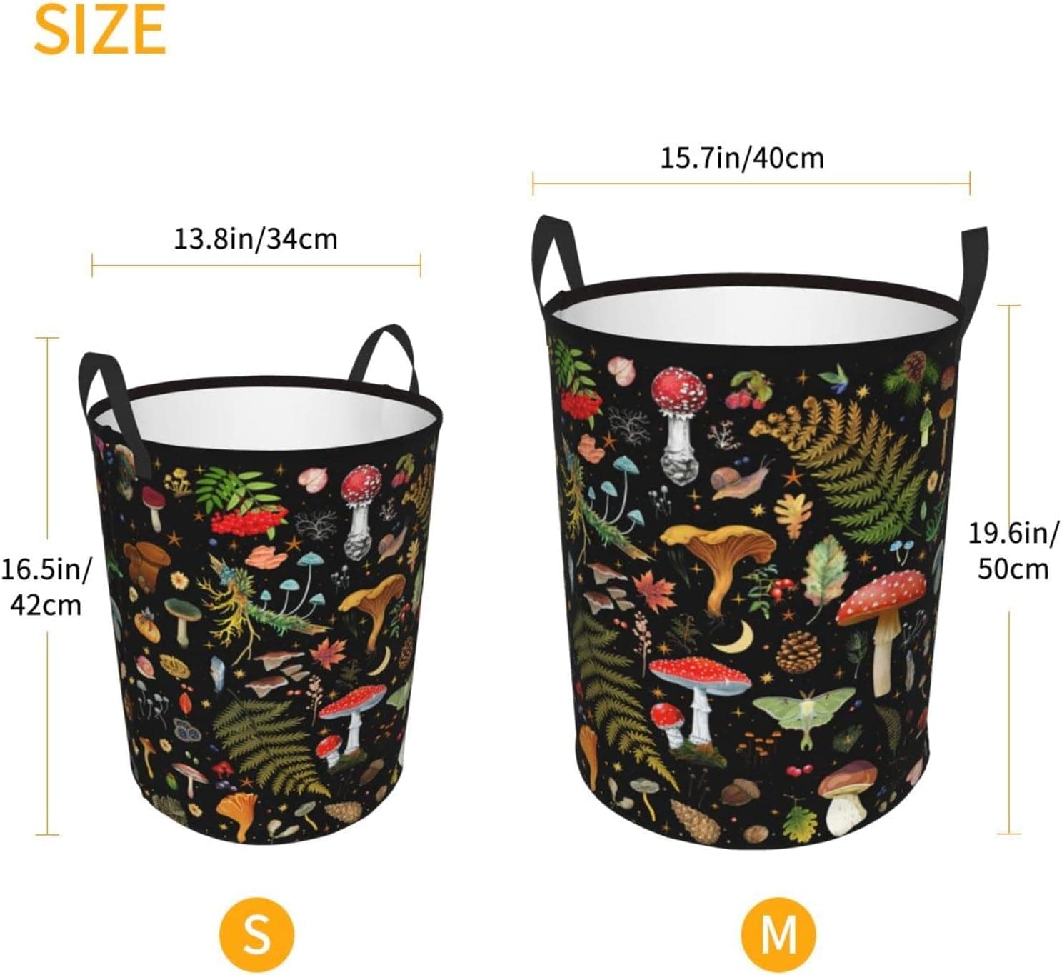 Mushroom Laundry Basket, Mushroom Decor Laundry Bag with Handles-Collapsible Storage Bin Mushroom Decor for Bedroom, Nursery Hamper, Toy Storage, 13.4X16.5IN Mushroom Small - Image 6