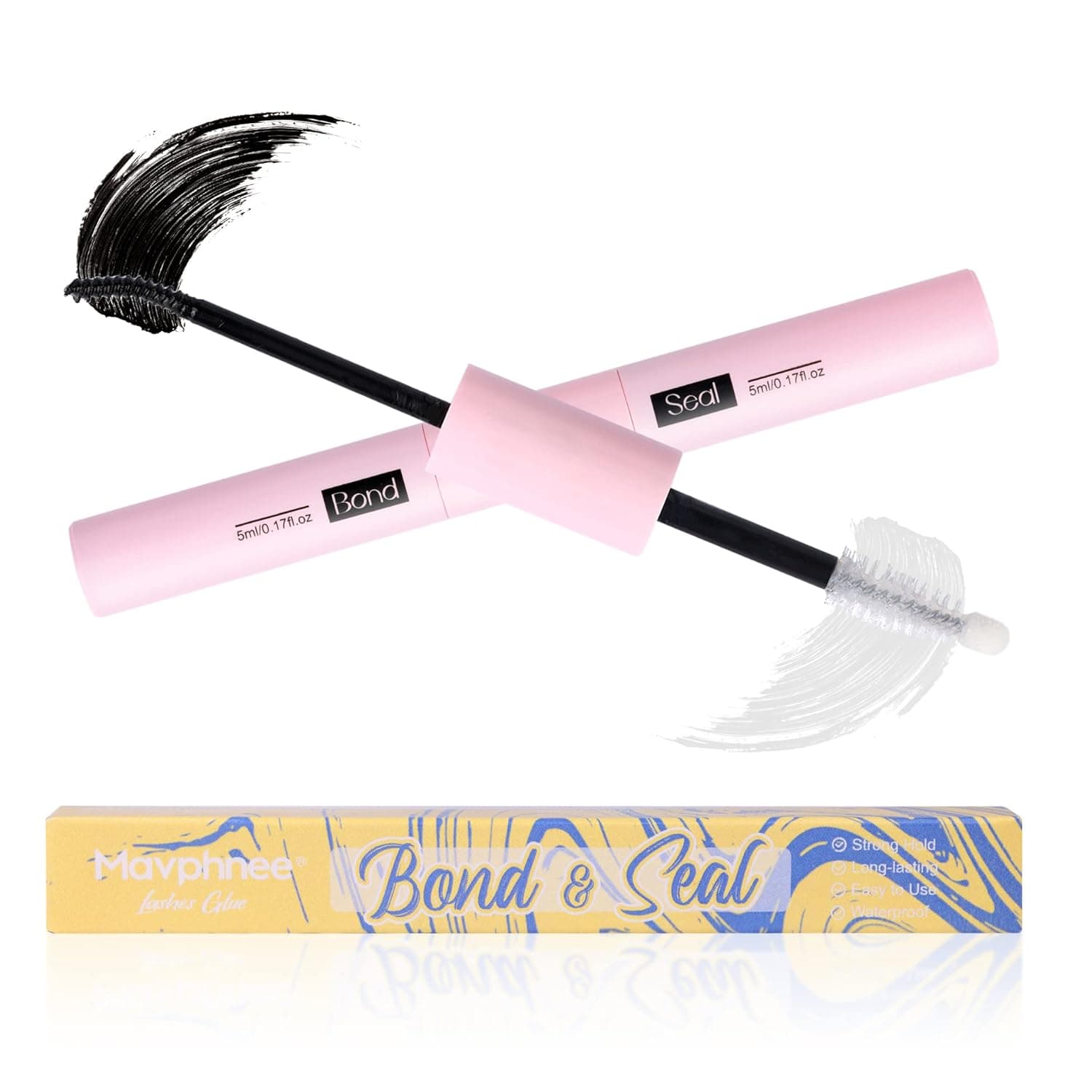Lash Glue Bond and Seal Long Lasting Strong Hold Waterproof 2 in 1 Cluster Eyelash Glue for DIY Lash Extensions by Mavphnee Lash Bond and Seal - Image 10