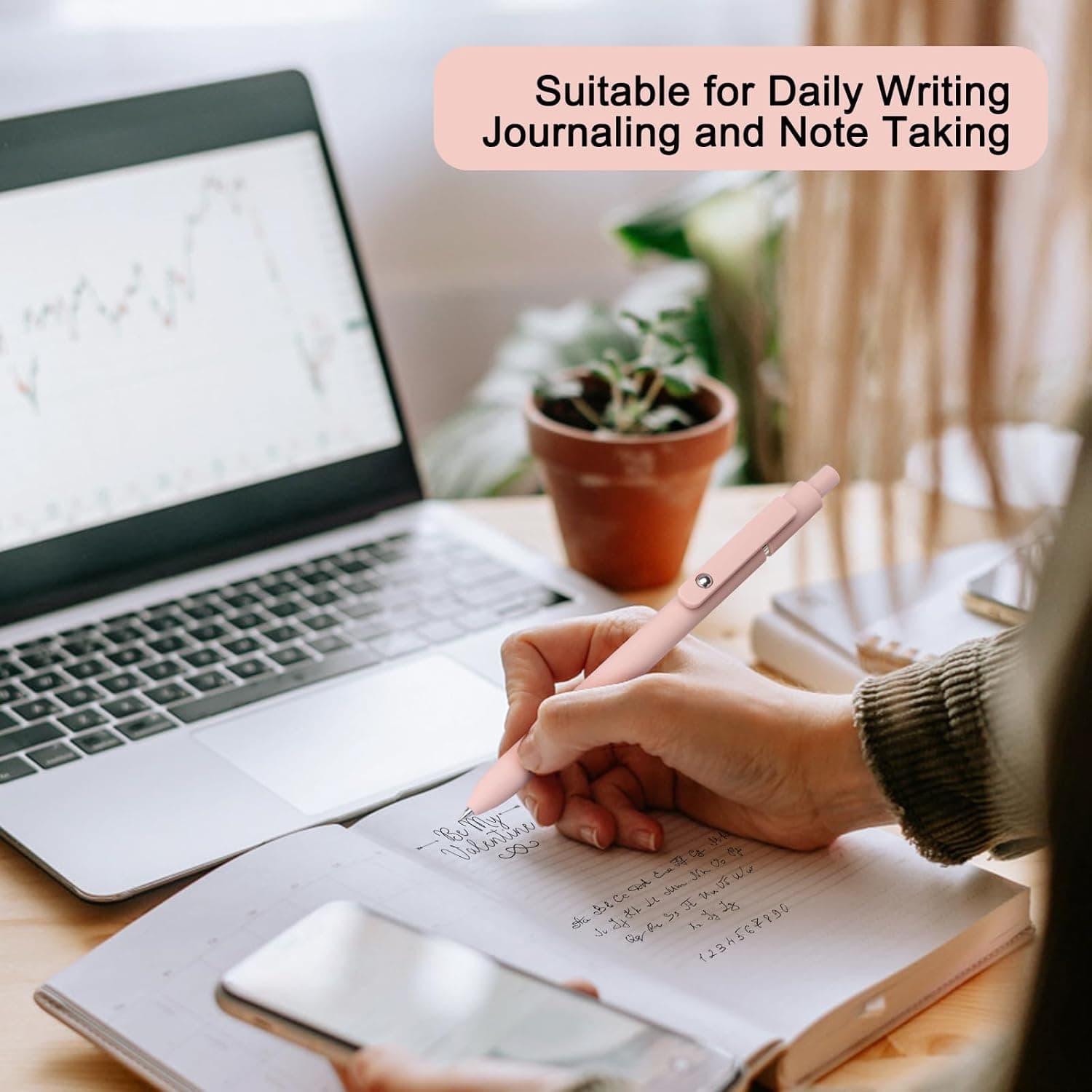 FIOVER 5 piezas de bolígrafos de gel con tinta de secado rápido, bolígrafos retráctiles de punta fina, bolígrafos de gel de bola rodante con tinta negra, escritura suave para escuela, oficina y hogar Morandi 1 cuenta (paquete de 5) - Image 7