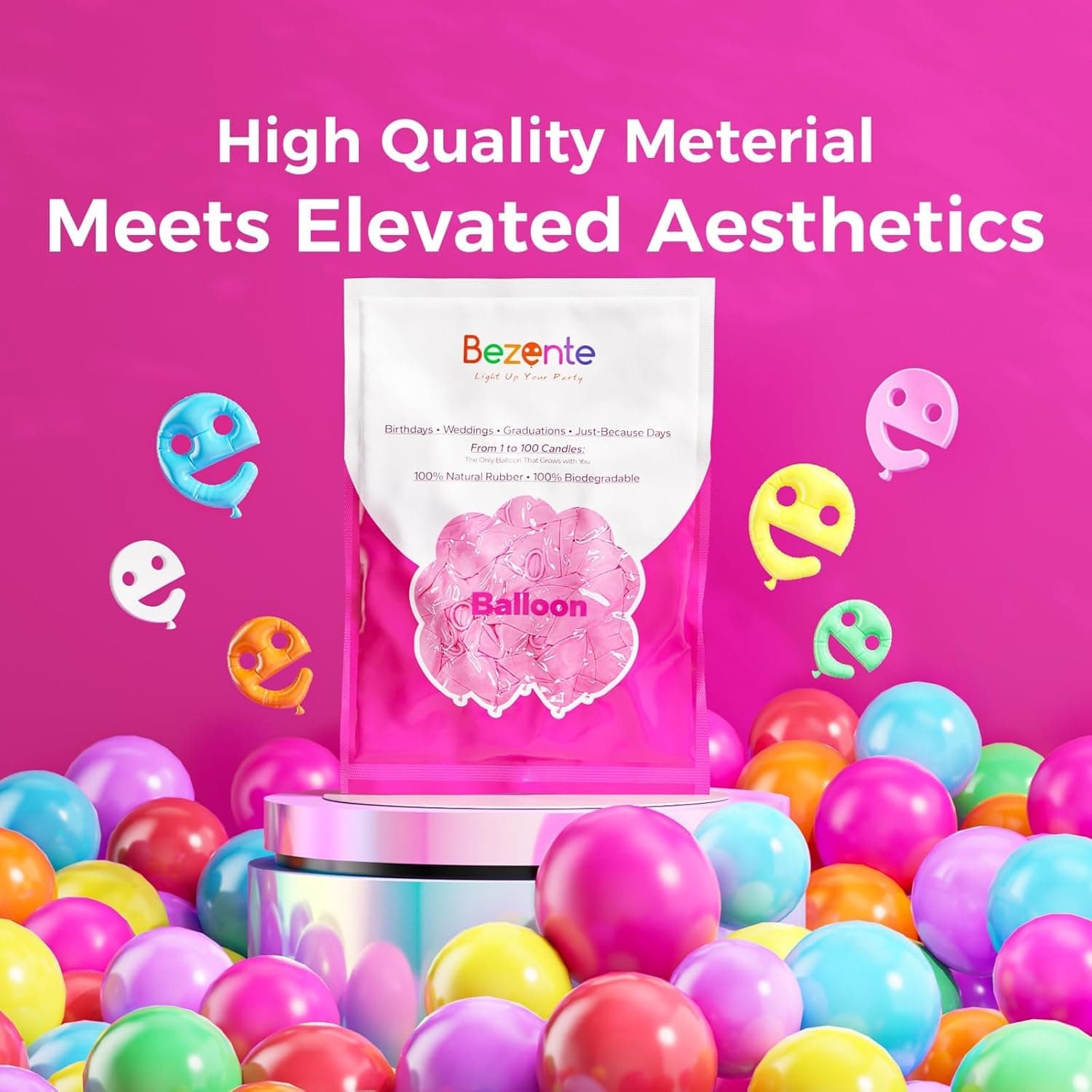 Bezente Assorted Rainbow Latex Balloons, 100 Pack 12 inch Round Helium Bright Color Balloons for Birthday Bridal Shower Wedding Party Decorations 12inch (Normal) A001-assorted - Image 6