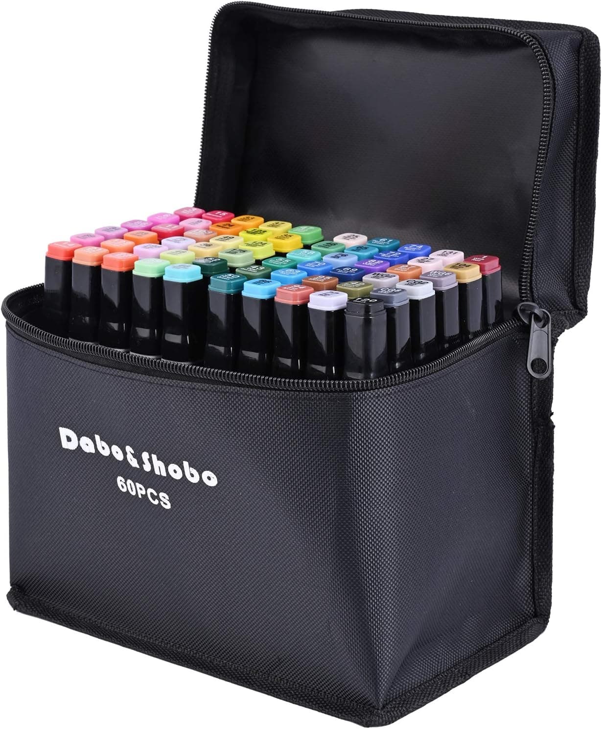 Dabo&Shobo 60 Color Alcohol Marker Pens, Bright Permanent Markers For Coloring, Markers For Adults Coloring Book, Wide Chisel And Fine Tip, Dual Tip Design Equipped with Black Suitcase - Image 2
