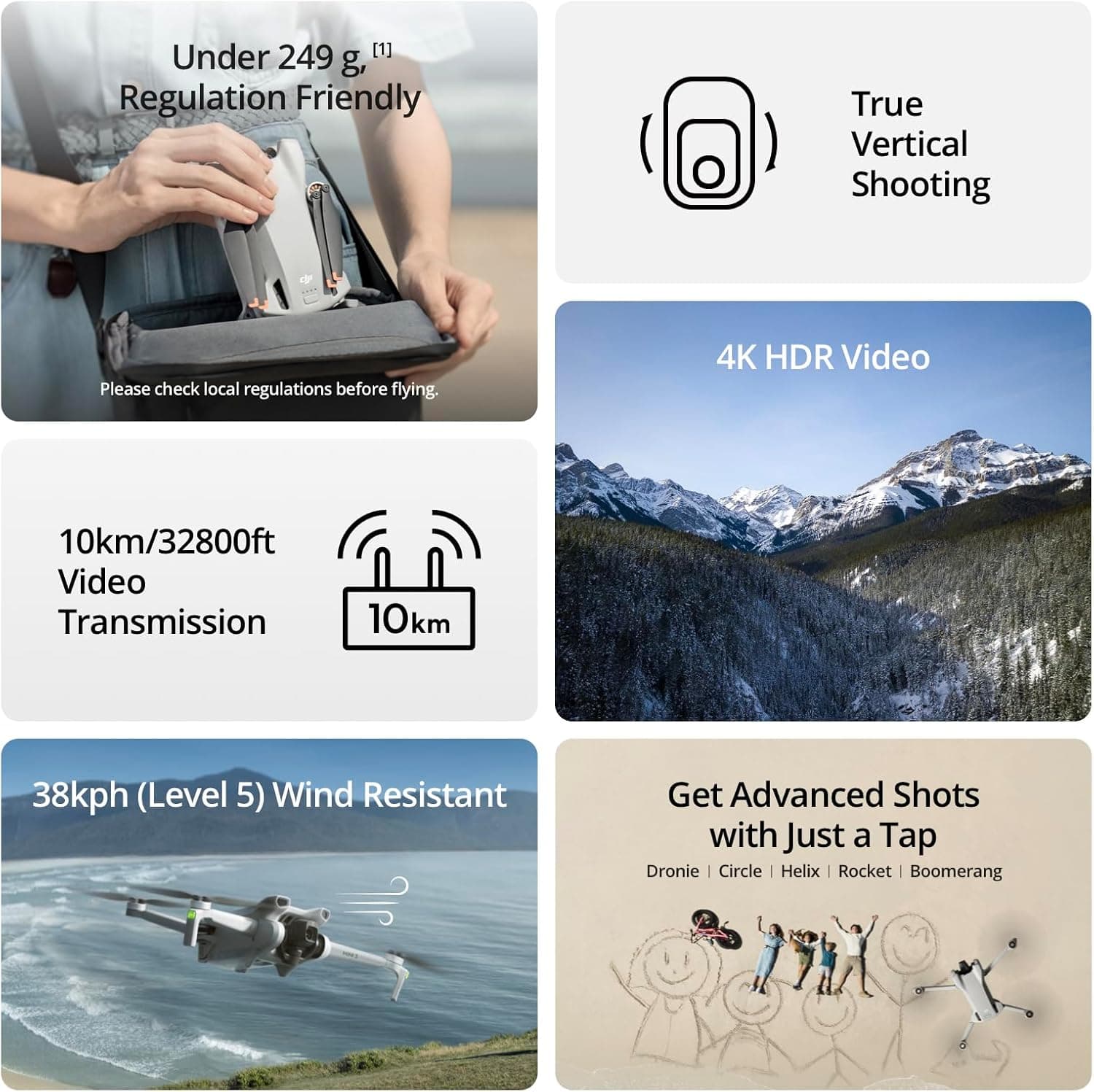 DJI Mini 3, Drones with Camera for Adults 4K, 38-min Flight Time, up to 32800ft (10km) Video Transmission, True Vertical Shooting, GPS Auto Return Integrated, Mini Drone with Camera for Beginners - Image 3