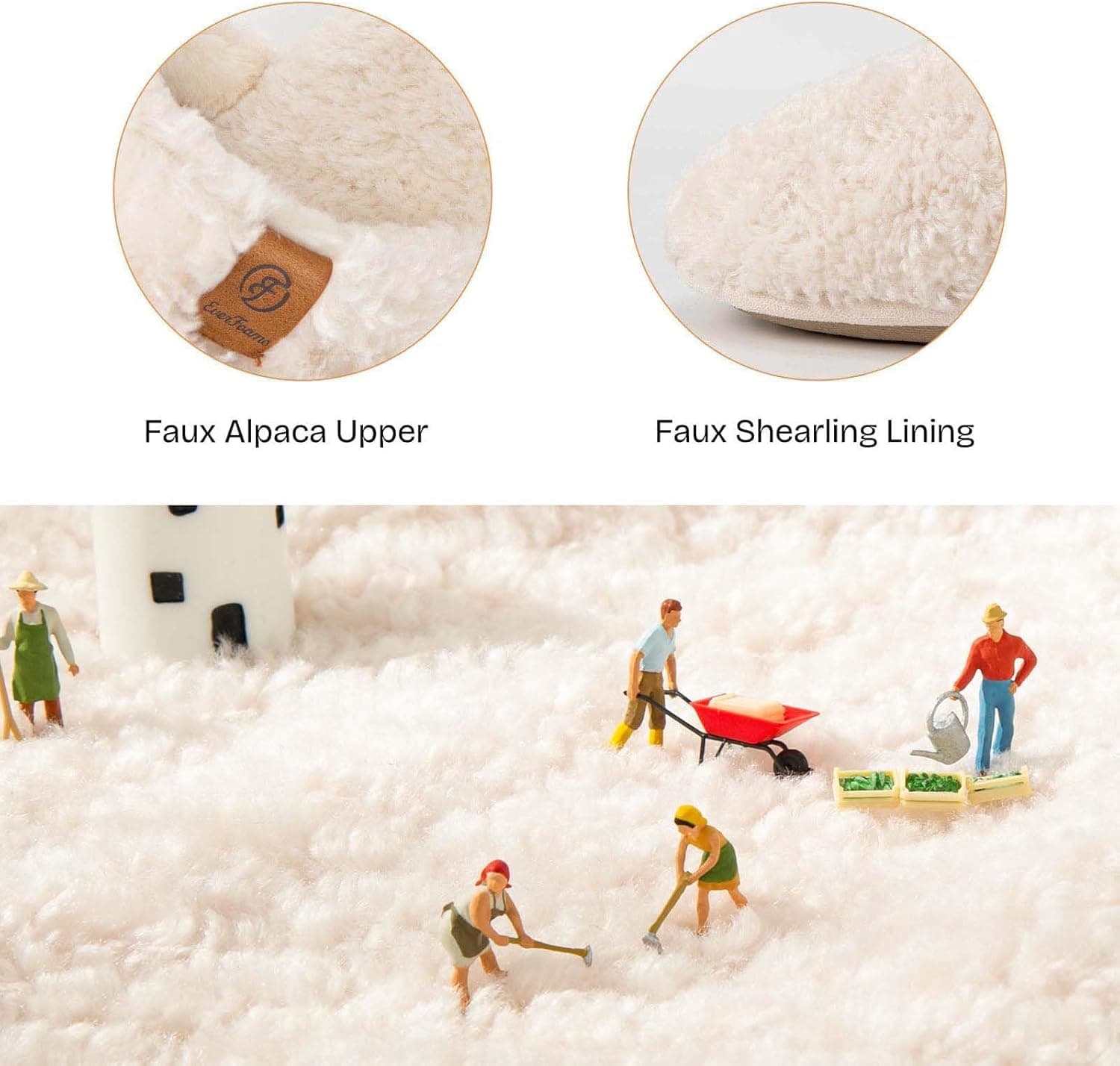 EverFoams Women's Fuzzy Slip-on Slippers Warm Cozy Soft Lightweight Memory Foam Indoor House Shoes 7-8 Cream White - Image 5