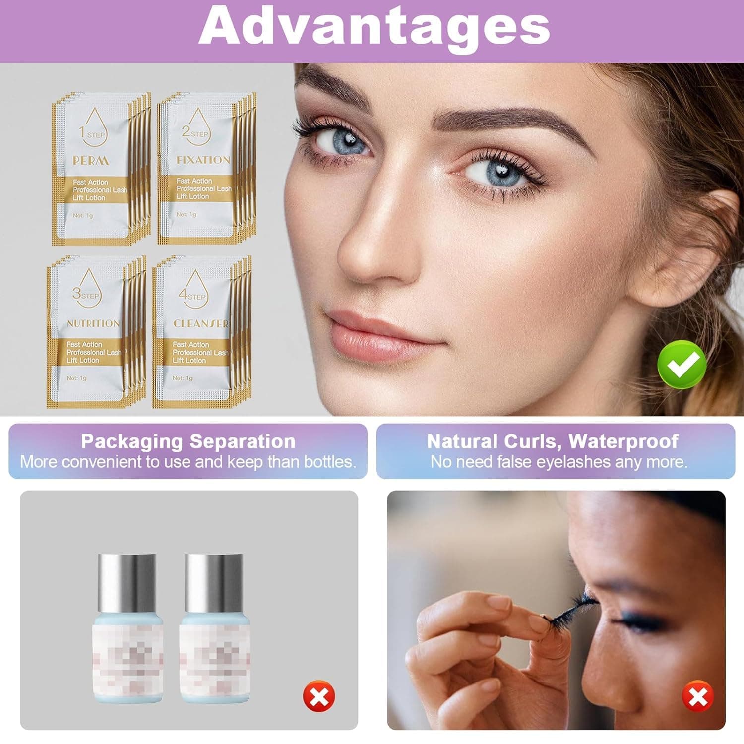 Lash Lift Kit, Eyelash Perm Kit, 5 Sets Lash Perm Kit Eyelash Lift Kit, Eyebrow Lamination Madaling Gamitin para sa Mga Nagsisimula, Propesyonal na Eyelash Curling Lash Extension Set, Home Achieve Semi-Permanent Curling - Image 3