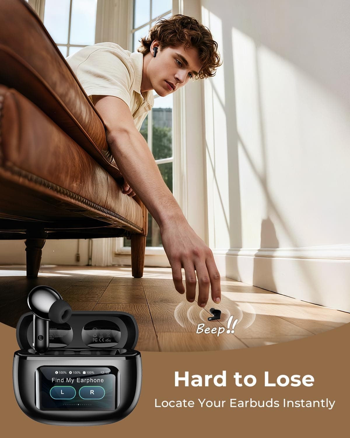 Wireless Earbuds, Ear Buds Active Noise Cancelling with Charging Case, 6.0 Bluetooth Earbuds with AI Clear Calls, 40H Playtime for Sports & Working, Stereo Sound Headphones for iPhone/Android/iPad Black - Image 5