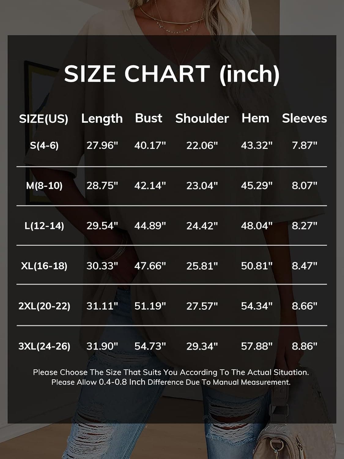 ATHMILE Womens Summer Oversized Shirts V Neck Plus Size Spring Workout Tops Beach Vacation 2025 Gym Clothes XX-Large Black - Image 7