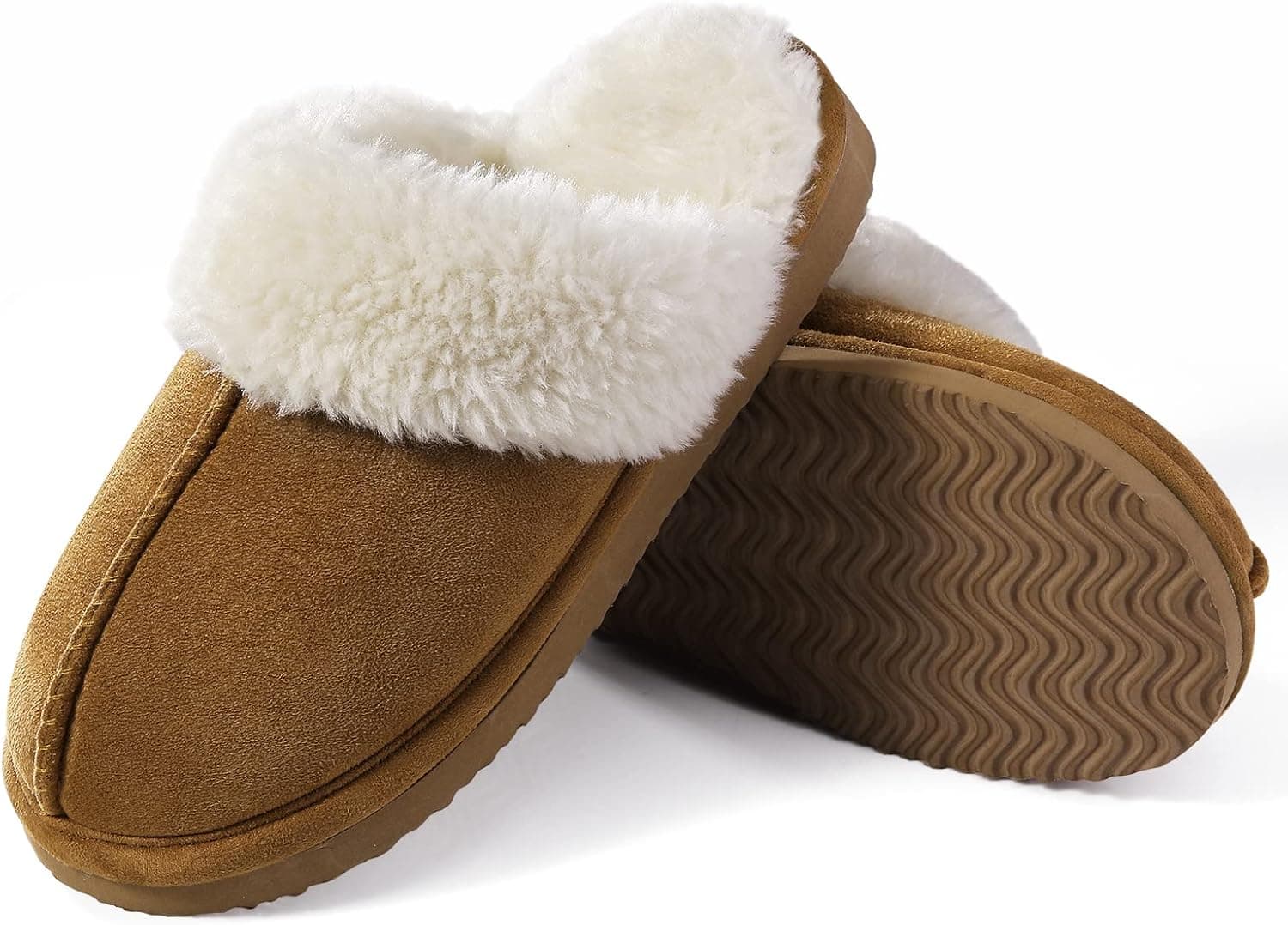 Litfun Women's Fuzzy Memory Foam Slippers Fluffy Winter House Shoes Indoor and Outdoor 8-8.5 Chestnut - Image 4