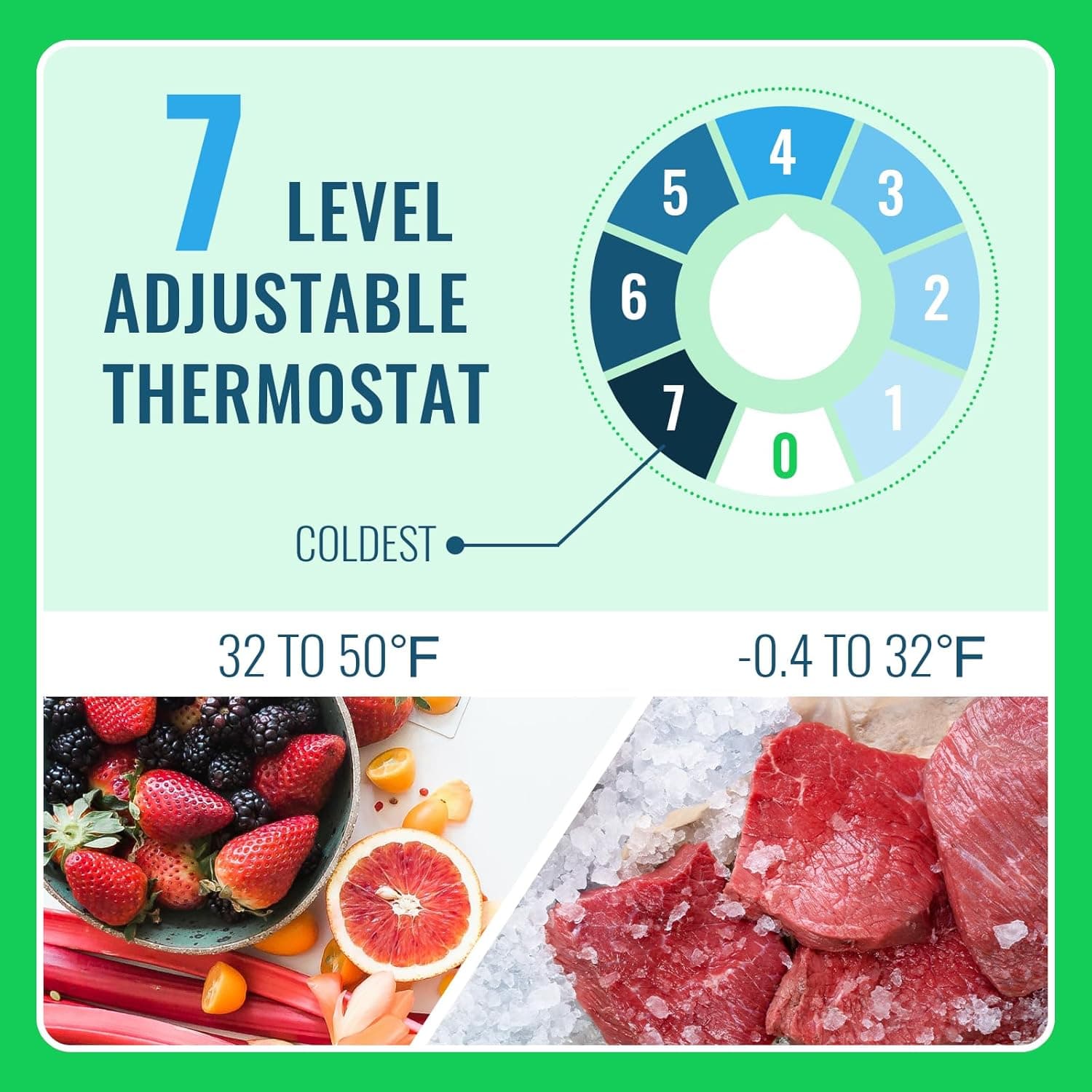 2.4 Cu.Ft Mini Fridge with Freezer & Double Door Small Tiny Size Refrigerator with 7 Temperature Control Knob Only Suitable for One Person Use Black - Image 5