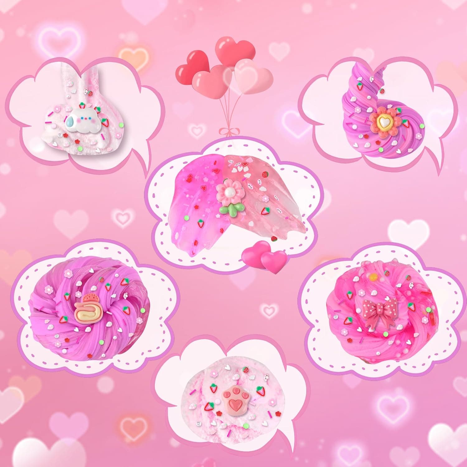 6 Pack Slimes, Pink Slime Kids, Cloud Slime kit for Girls Ages 8-12, Toys for Girls and Boys, for Kids Slime Set Party kit Goodie Bag Stuffers, 4 5 6 7 8 9 10 Year Old Girl Birthday Gift Cute Stuff Picnic - Image 9