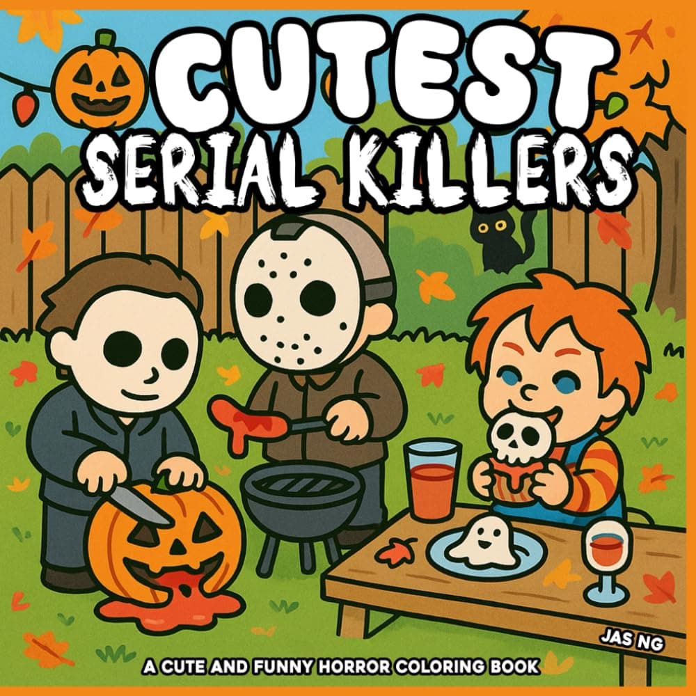 Cutest Serial Killers: 40 Coloring Pages Spooky, Cute And Funny Horror Coloring Book for Adults Relaxation and Stress Relief - Perfect for Fans of Dark Humor and Twisted Fun - Image 2