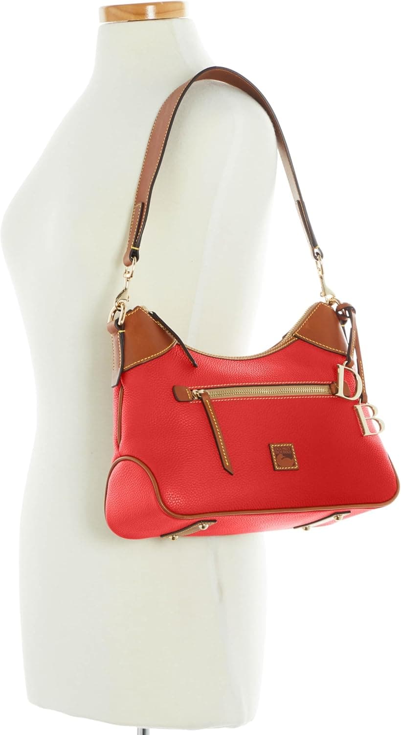 Dooney & Bourke Shoulder Bags for Women, Pebble Grain Leather Hobo Bag with Charms Red - Image 5