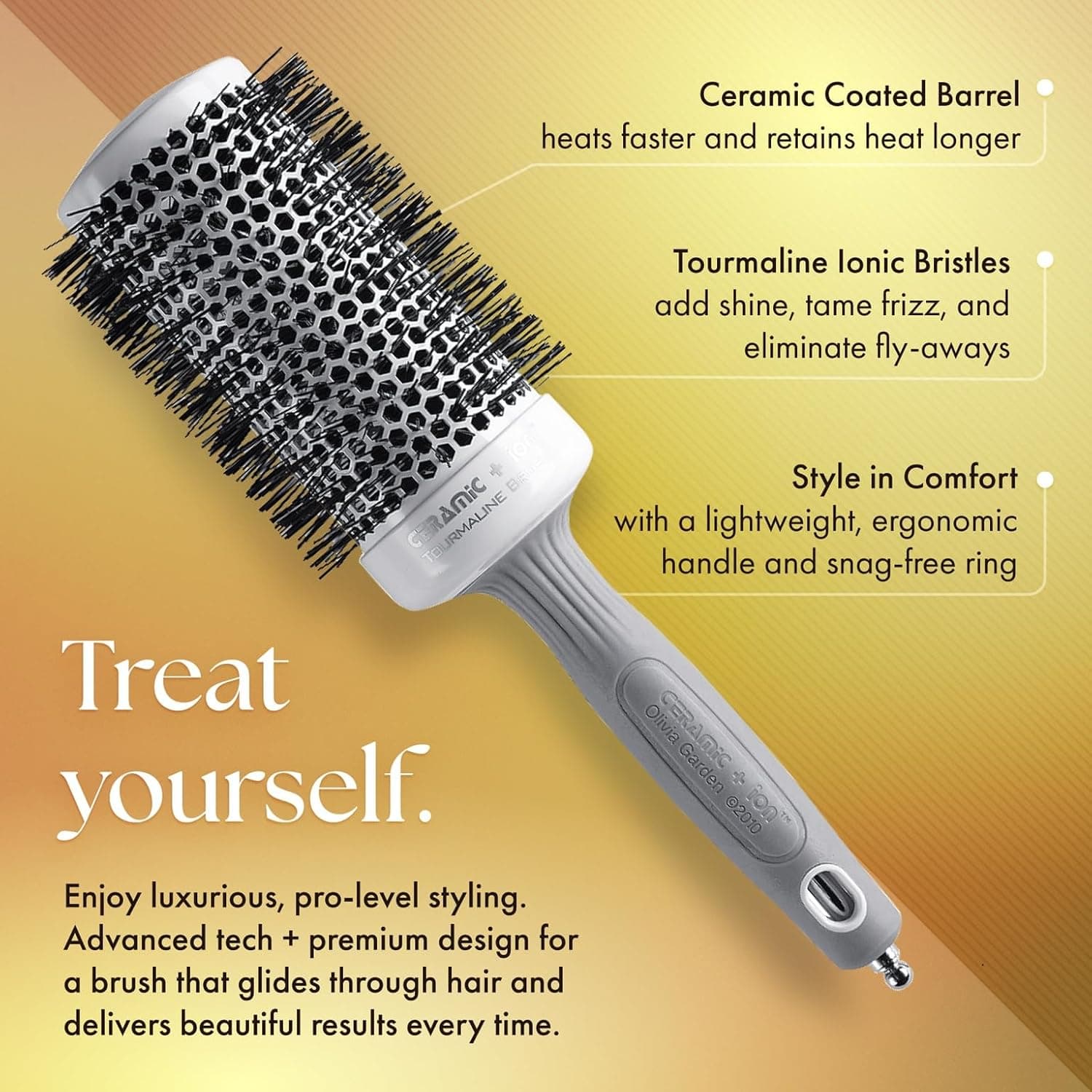 Amazon.com: Olivia Garden Ceramic + Ion Round Thermal Hair Brush - Not Electrical - Professional Blowout Brush for Normal to Thick Hair - 1" to 2 1/8 Diameter Barrel - White and Grey - CI-25,CI-35, CI-45, CI-55 : Beauty & Personal Care - Image 5
