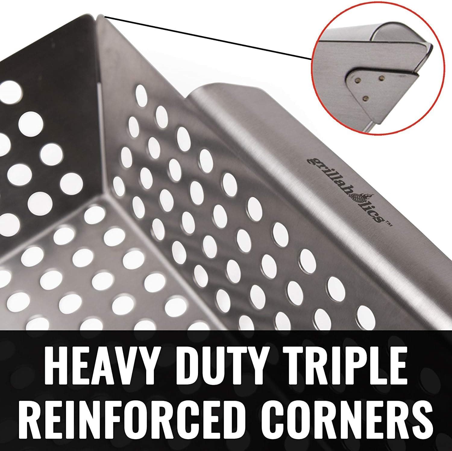 Grillaholics Vegetable Grill Basket for Outdoor Grill - Extra Large, Heavy-Duty Stainless Steel Veggie Grilling Basket with Handles - Image 5