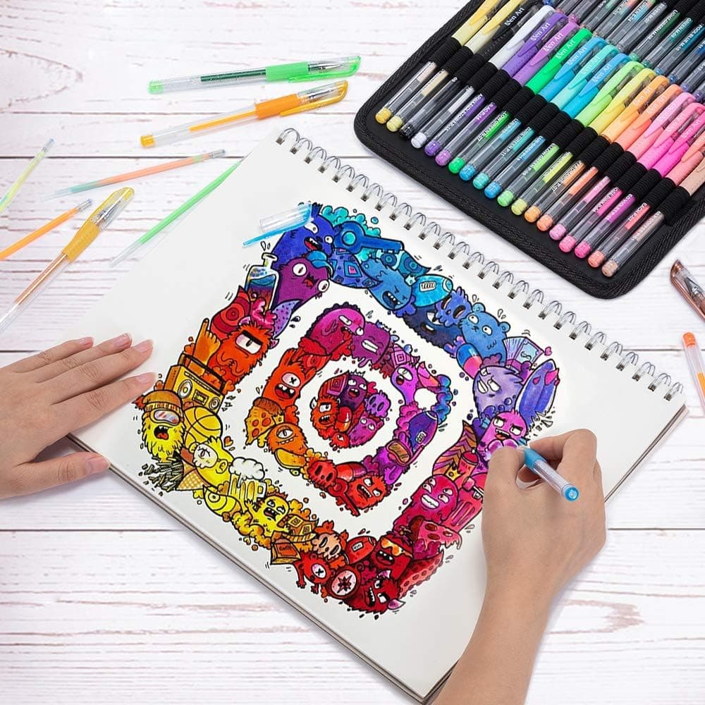 Aen Art Gel Pens for Adult Coloring Books, 160 Pack Artist Colored Gel Pen with 40% More Ink, Black Case. Perfect for Drawing Doodle Crafts Journaling Planner - Image 4