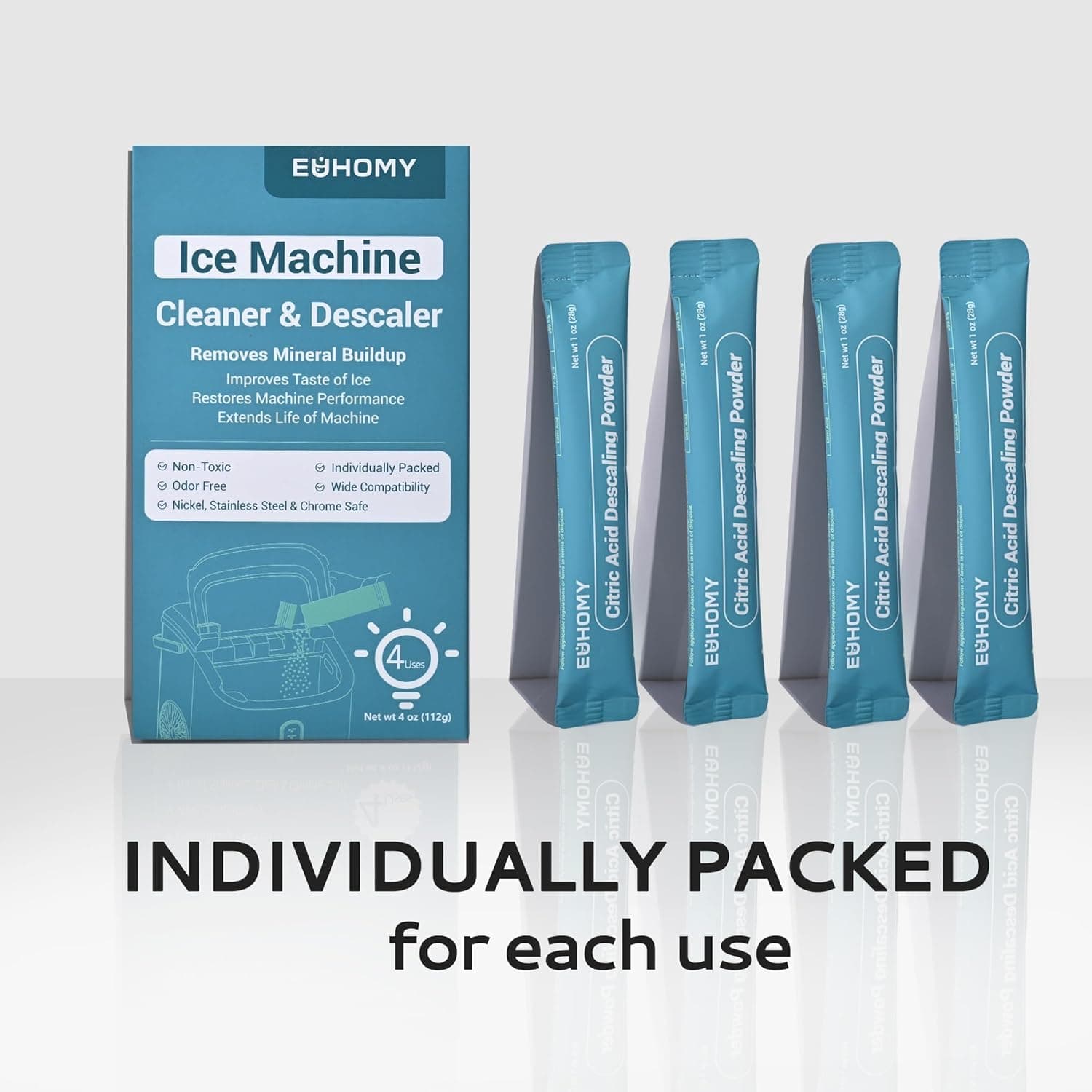 Limpiador y Desincrustante para Fabricador de Hielo EUHOMY | 4 Usos y Empacado Individualmente | Limpiador de Máquina de Hielo con Ácido Cítrico Orgánico - Image 8