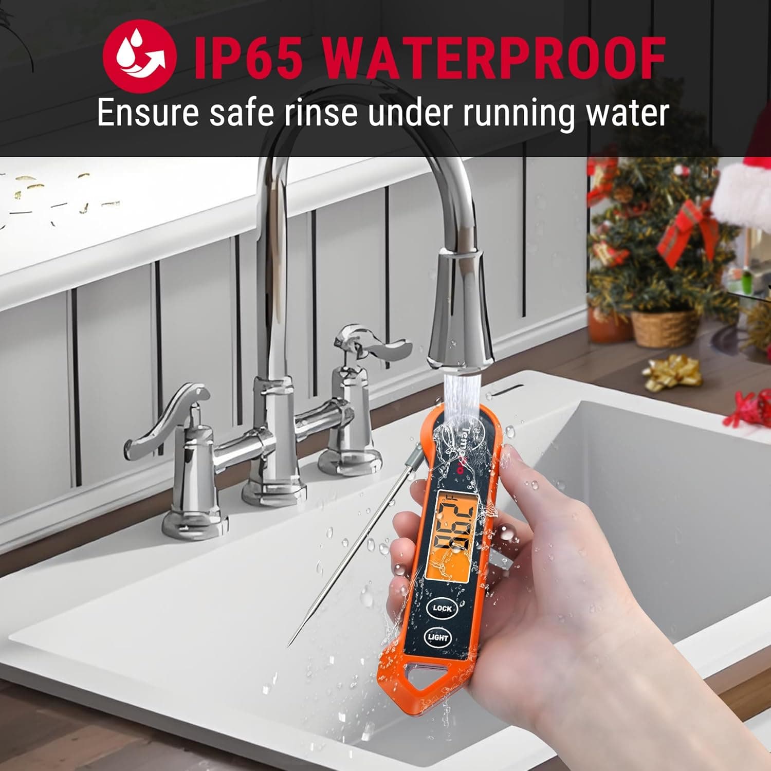 TempPro TP19H Digital Meat Thermometer for Cooking with Ambidextrous Backlit and Motion Sensing Kitchen Cooking Food Thermometer for BBQ Grill Smoker Oil Fry Candy Instant Read (Previously ThermoPro) Bright-orange - Image 4