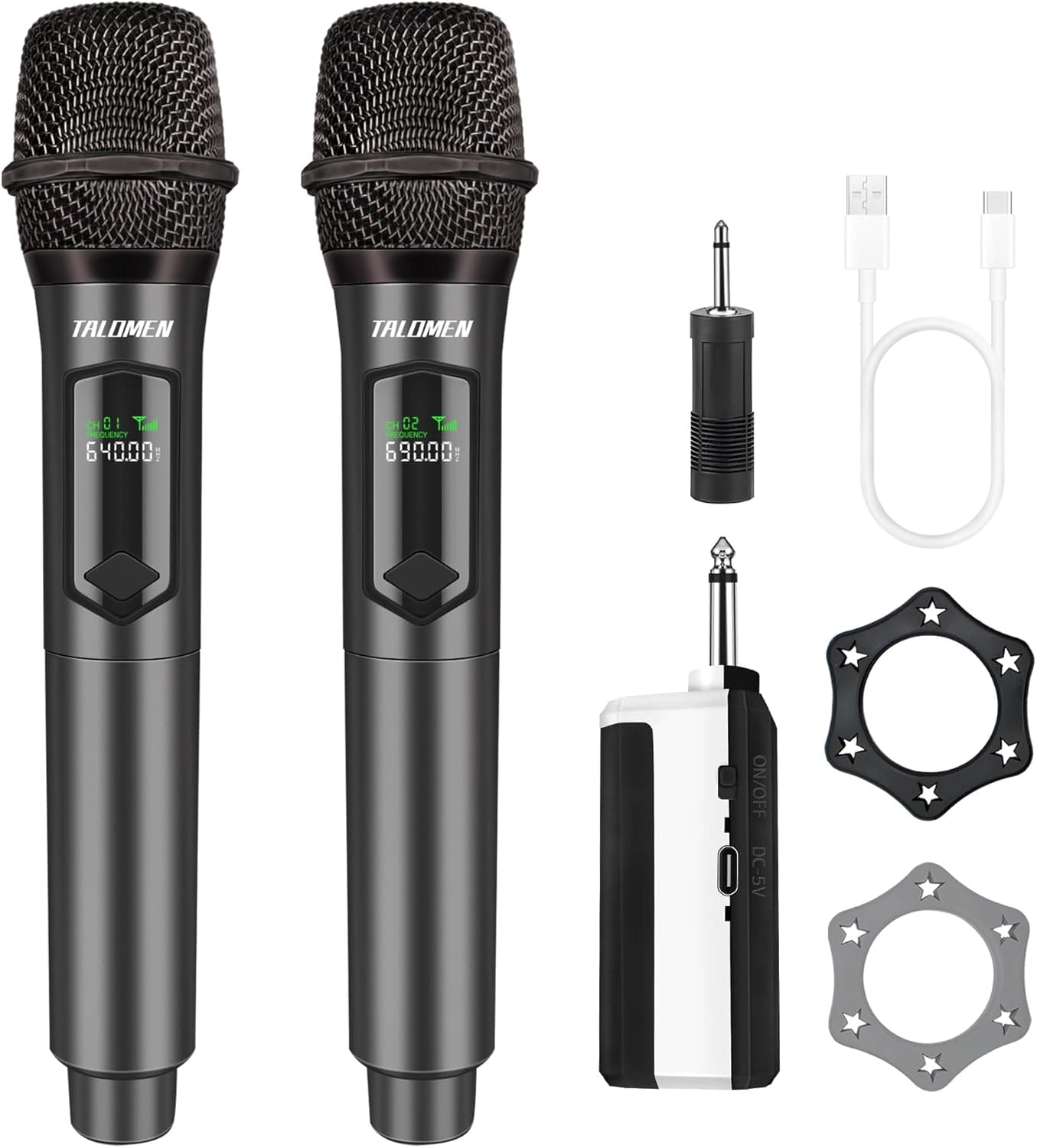 Wireless Microphone,Professional Dual Handheld Cordless Dynamic Mic System with Rechargeable Receiver(160 Ft),Karaoke Microphone Set for Singing,Karaoke,Wedding,DJ,Party,Speech,Church,K60-2 Gray - Image 2