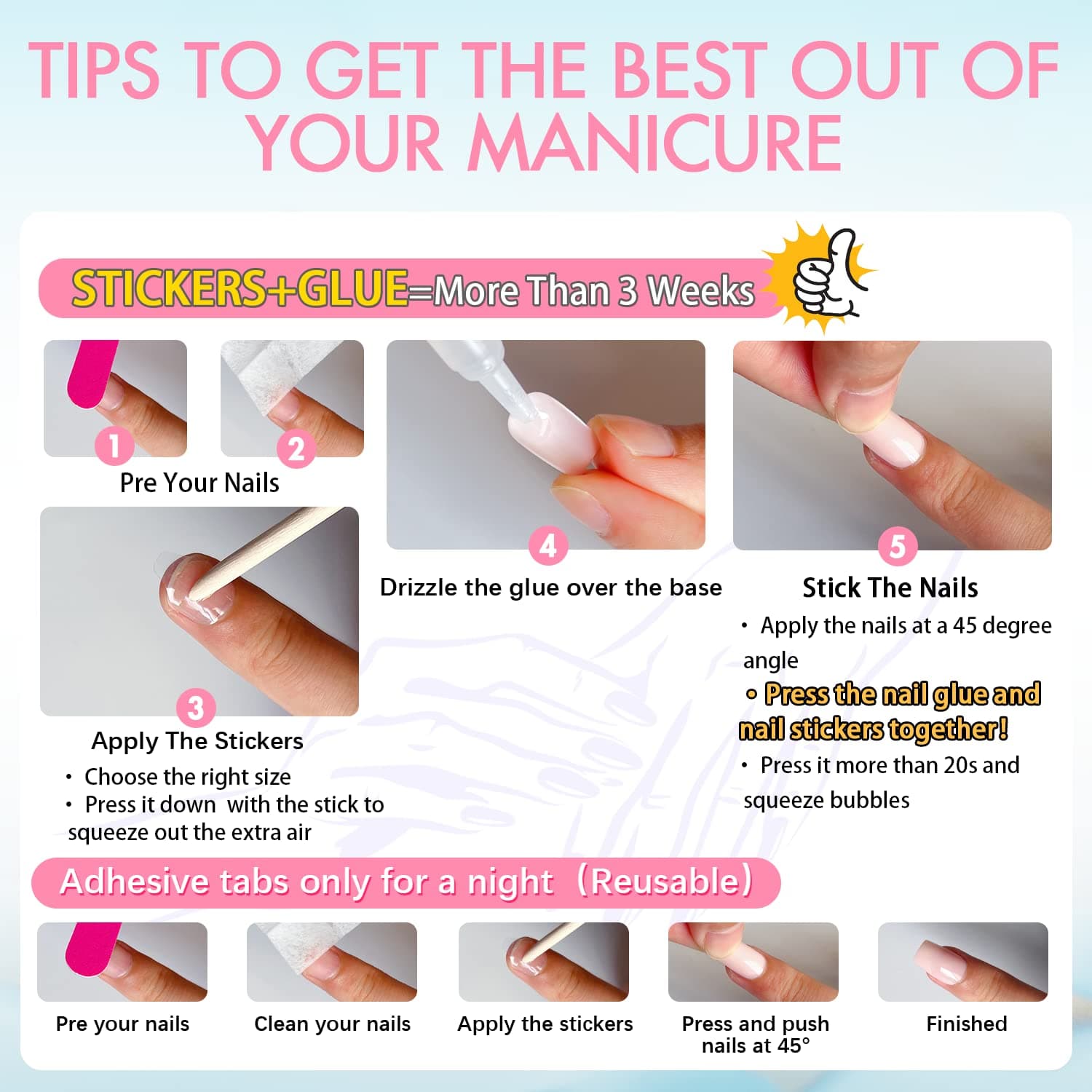 White Nails Press ons, Press on Nails Medium Square Glue on Nails Medium Length, Short Acrylic Nails Glue on Medium Coffin Nails Fake Nails False Nails for Women, Thick Solid Color Gel Nails 24Pcs glossy white - Image 7