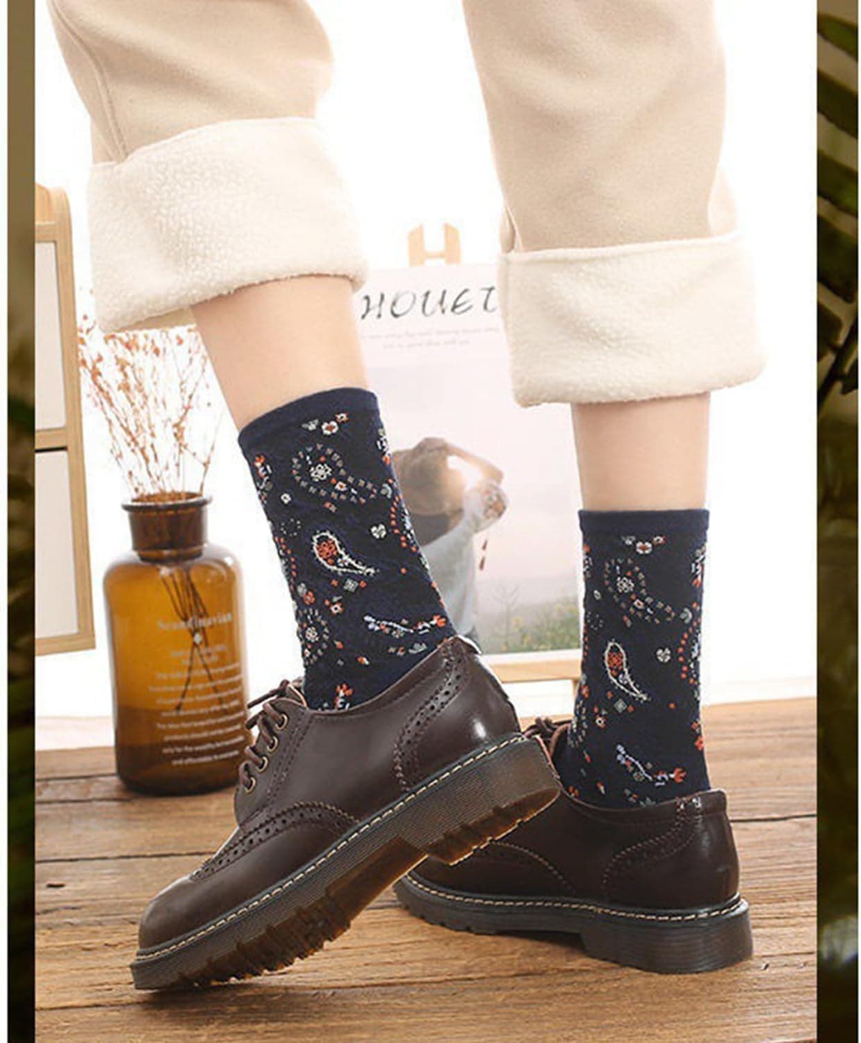 Benefeet Sox Cute Patterned Crew Socks for Women Girls Fun Novelty Graphic Design Casual Cotton Dress Socks One Size 5 Pair-paisley - Image 9