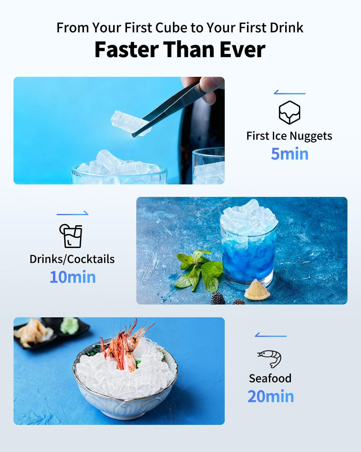 Máquina de Hielo Nugget de Encimera con Relleno Automático de Agua, Máquina de Hielo de Acero Inoxidable de 42lbs/Día con Cajón Extraíble y Auto-Limpieza con un Solo Clic, Fabricantes de Hielo Portátiles para Hogar/Cocina/Oficina - Image 4