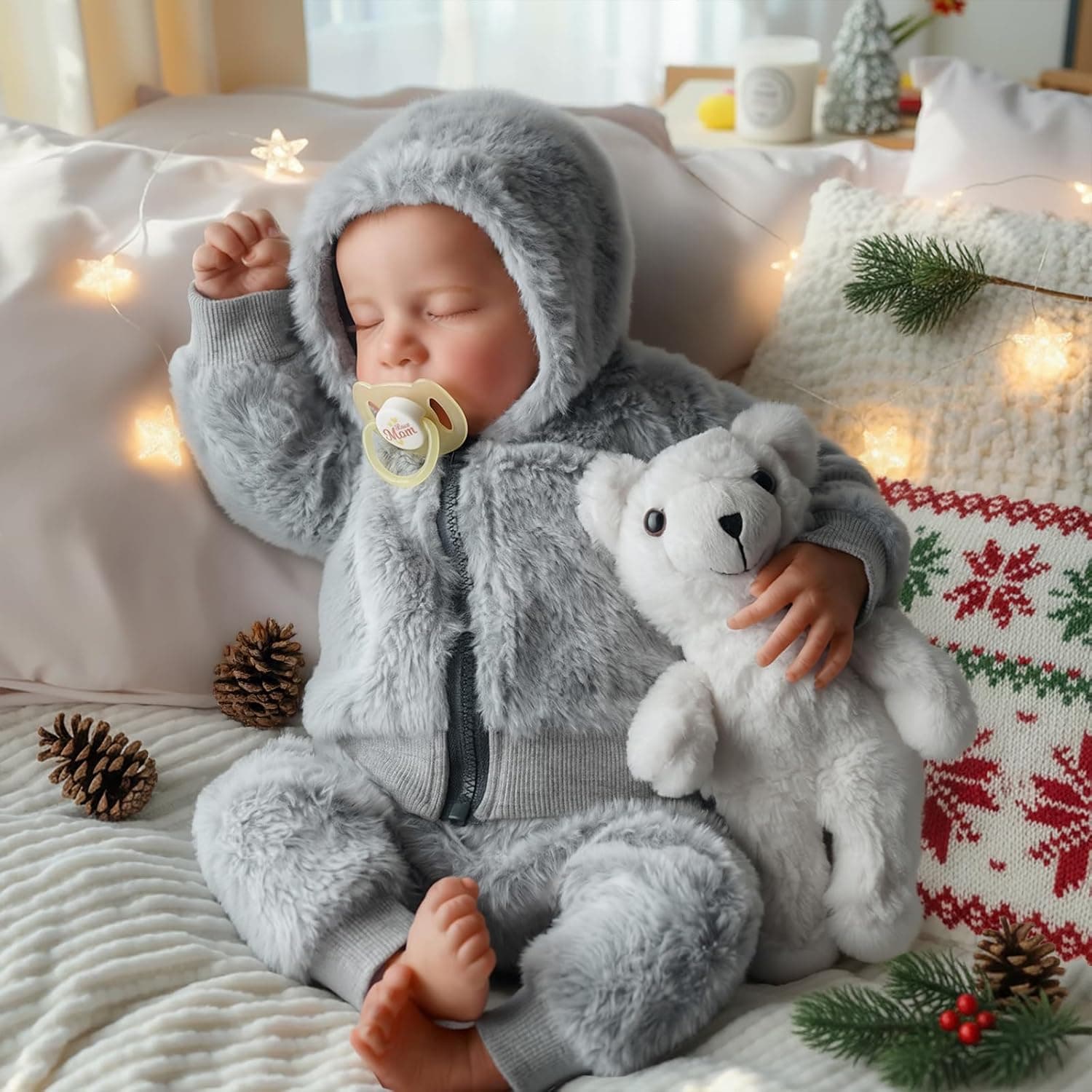 BABESIDE Lifelike Reborn Baby Dolls Silicone Full Body Boys - 17-Inch Real Baby Feeling Realistic-Newborn Baby Doll Full Body Vinyl Real Life Baby Dolls with Toy & Gift Box for Kids Grey - Image 10