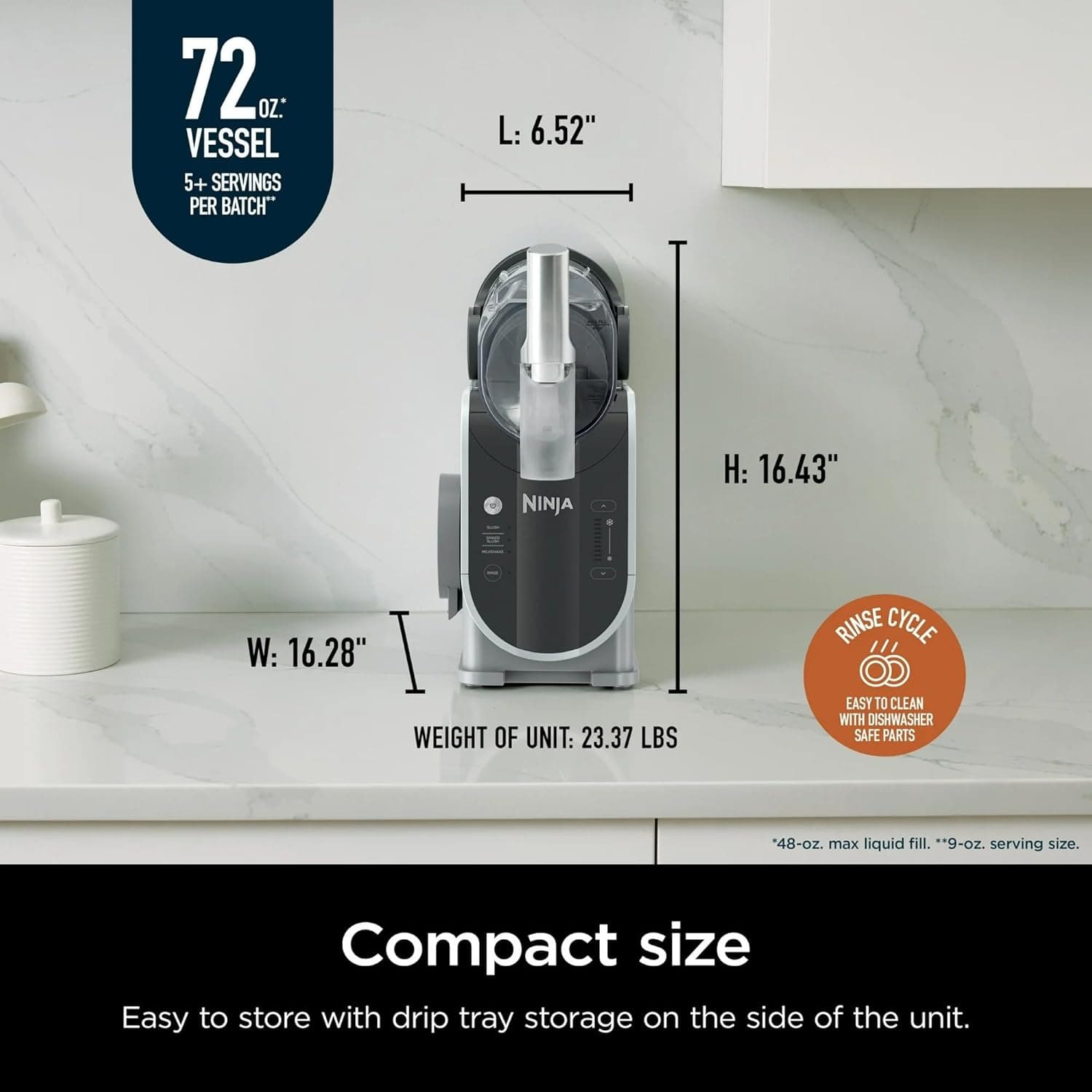 Ninja SLUSHi 72 oz Professional Frozen Drink Maker, 3 Preset Settings Slushie Machine (Renewed) 72 oz & 3 Presets - Image 10