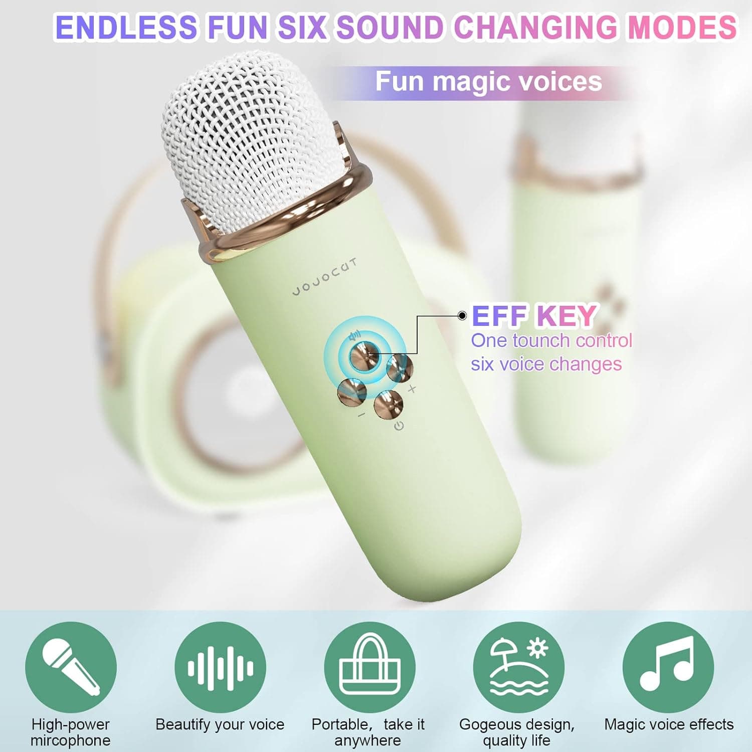 Mini Karaoke Machine,Karaoke Machine for Kids and Adults,Cute Karaoke with Microphone Set,Portable Bluetooth Speaker with Microphone,Retro Handheld Style for Family Party Meeting Singing (Green) - Image 5