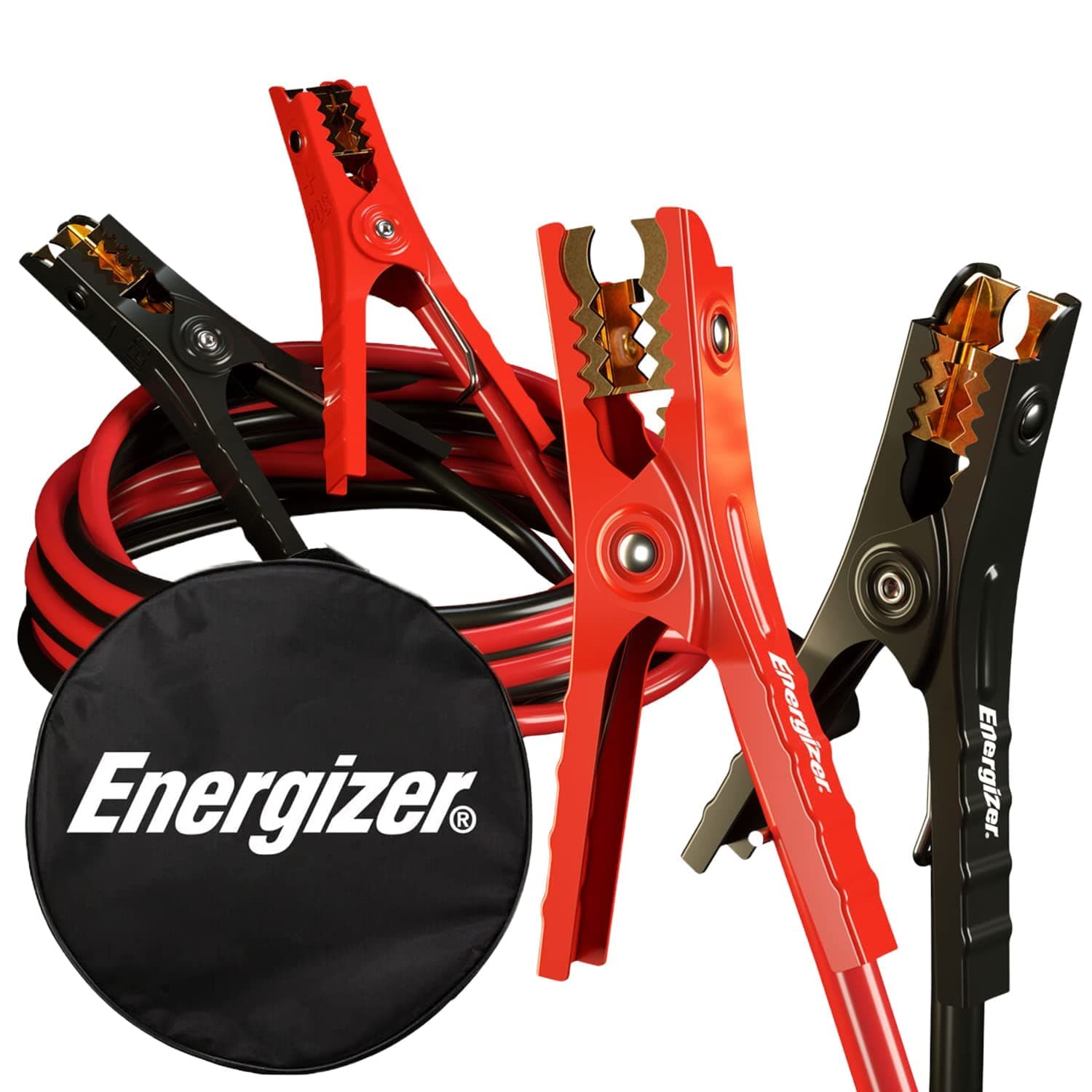 Cables de Arranque Energizer para Batería de Auto, Cables de Refuerzo Automotriz de Alta Dureza para Arrancar Baterías Muertas o Débiles con Bolsa de Transporte Incluida (16 Pies (6-Gauge))