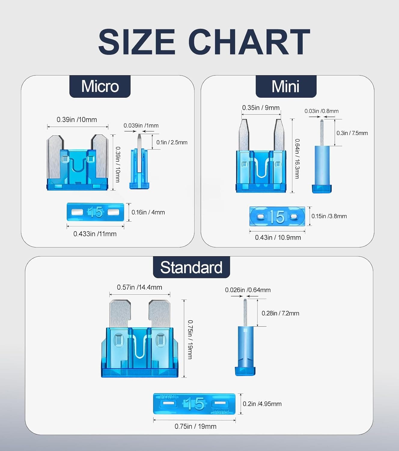 JOREST 300Pcs Car Fuse Assortment Kit, 160 Mini Blade Fuses Automotive + 90 Standard Auto Fuses + 50 Micro + Puller – Replacement for RV Camper Boat Truck (2Amp 3A 5A 7.5A 10A 15A 20A 25A 30A 35A 40A) 300Pcs Micro & Mini & Standard - Image 8