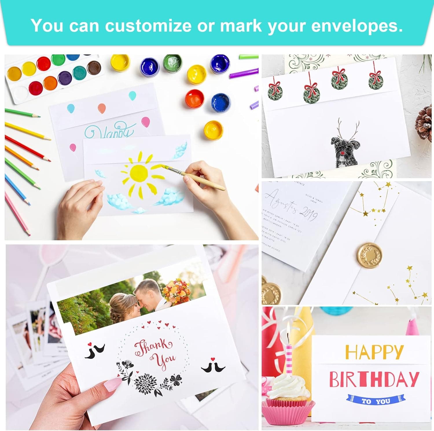 50 Packs 5x7 Envelopes, White A7 5x7 Envelopes for Invitations, Printable, Self Seal for Weddings, Photos, Postcards, Greeting Cards, Mailing White A7 (5.25x7.25in) - Image 5