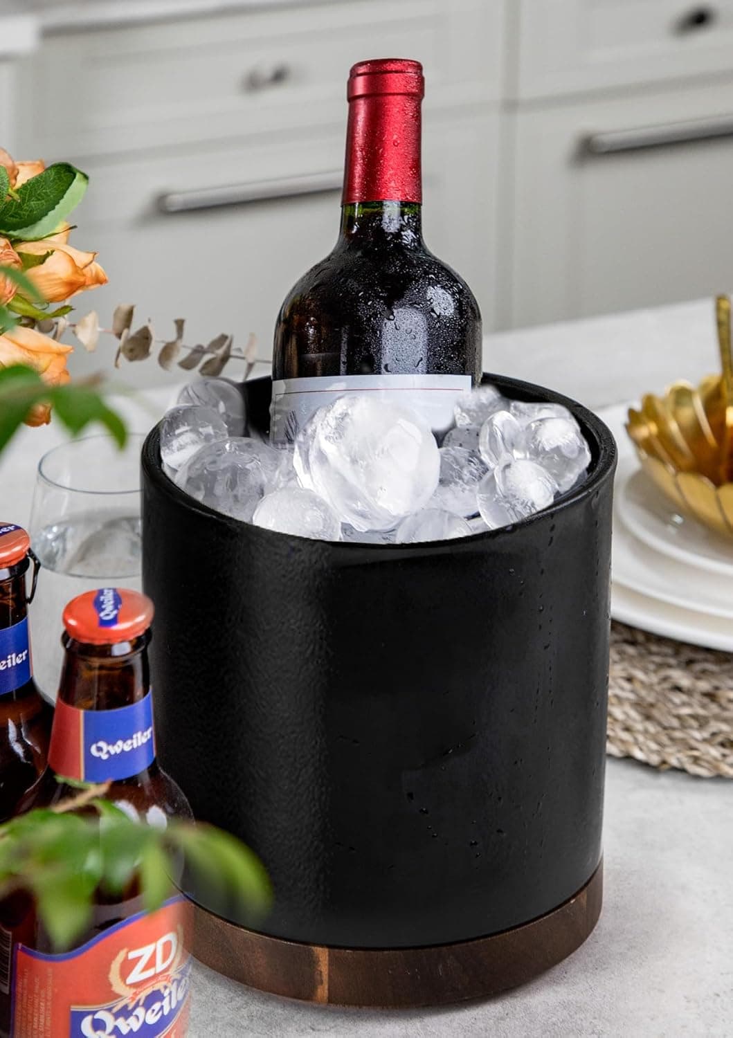 Nucookery 360°Rotating Utensil Holder, 7.2" Kitchen Utensil Crock, Ceramic Cooking Utensil Organizer with Countertop-Protection Cork Bottom for Farmhouse Kitchen Decor Christmas (Stone Black) - Image 7