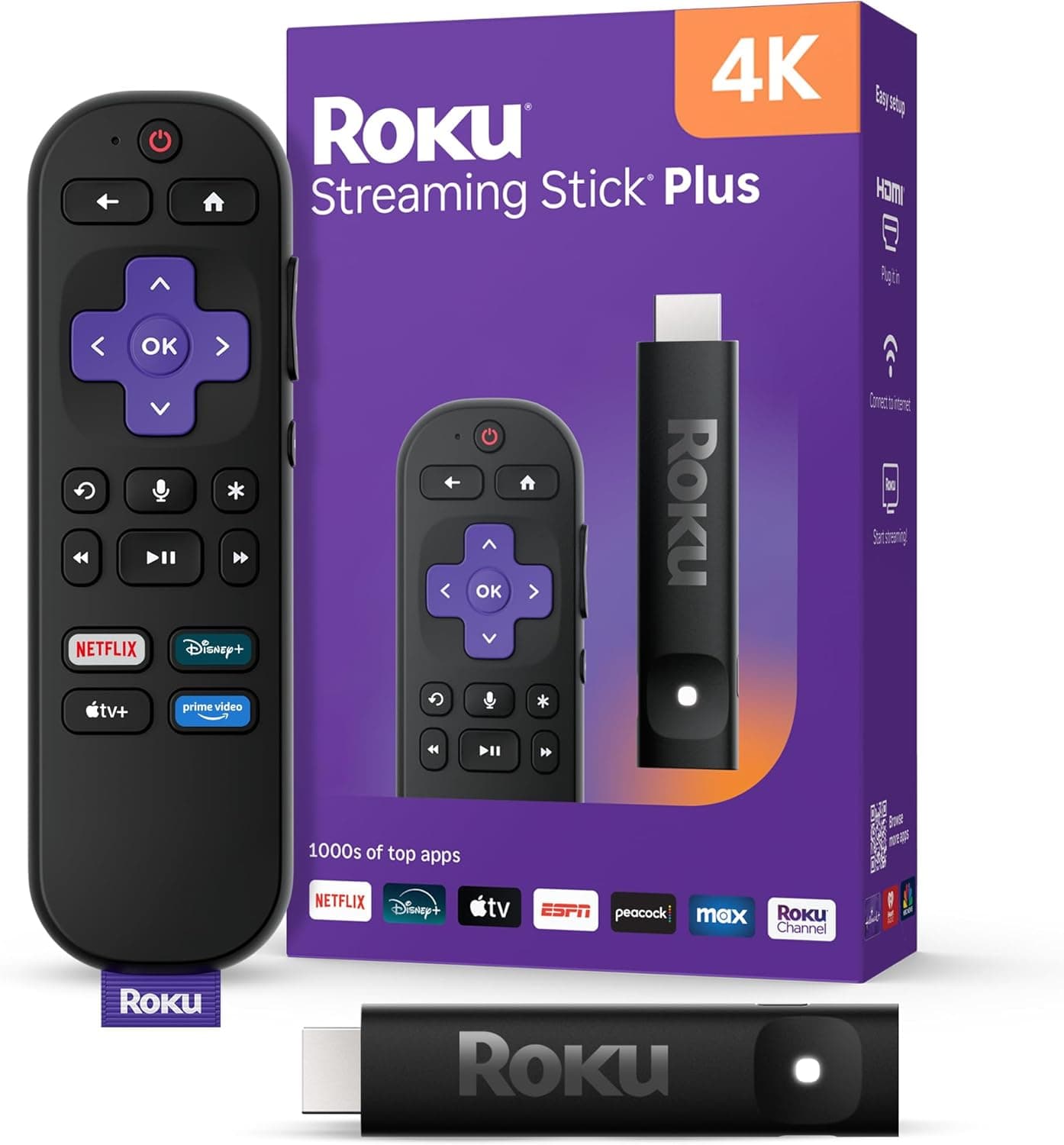 Roku Streaming Stick Plus 2025 - 4K & HDR Roku Streaming Device for TV with Voice Remote - Free & Live TV - Image 2