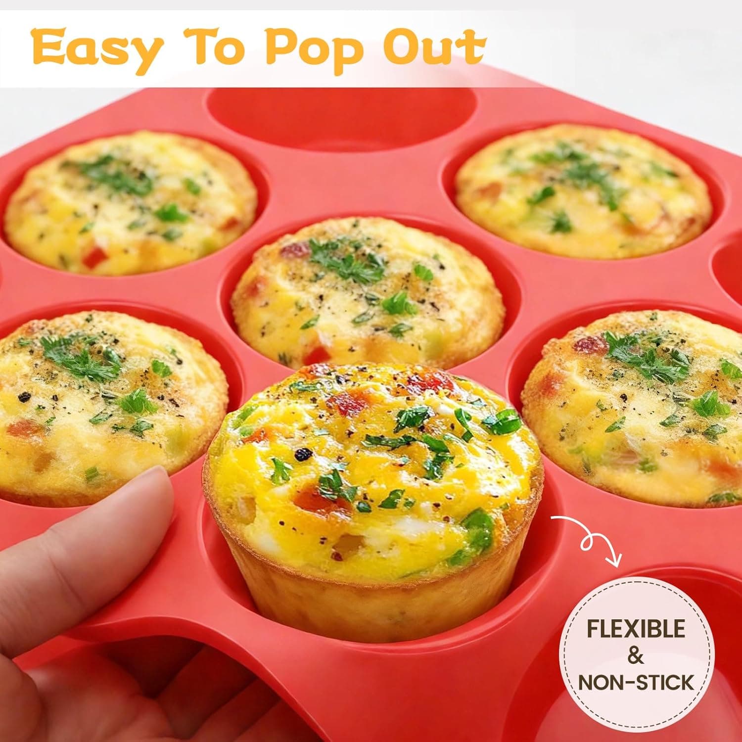 CAKETIME 12 Cups Silicone Muffin Pan - Nonstick Cupcake Pan 1 Pack Regular Size Silicone Mold for Baking 1pc: 12-Cup Regular - Image 4