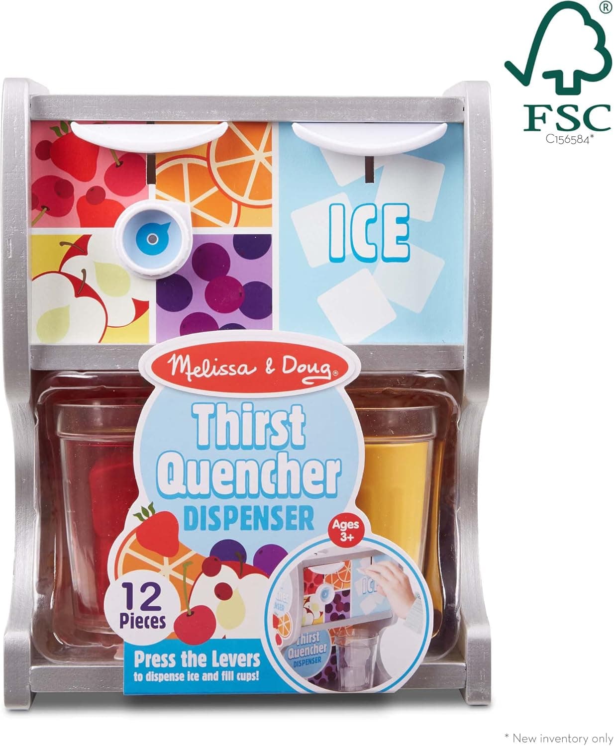 Melissa & Doug Thirst Quencher Wooden Drink Dispenser with Juice Inserts, Ice Cubes & Play Kitchen Accessories, Preschool Learning Toys for Girls & Boys 3+ - FSC Certified - Image 4
