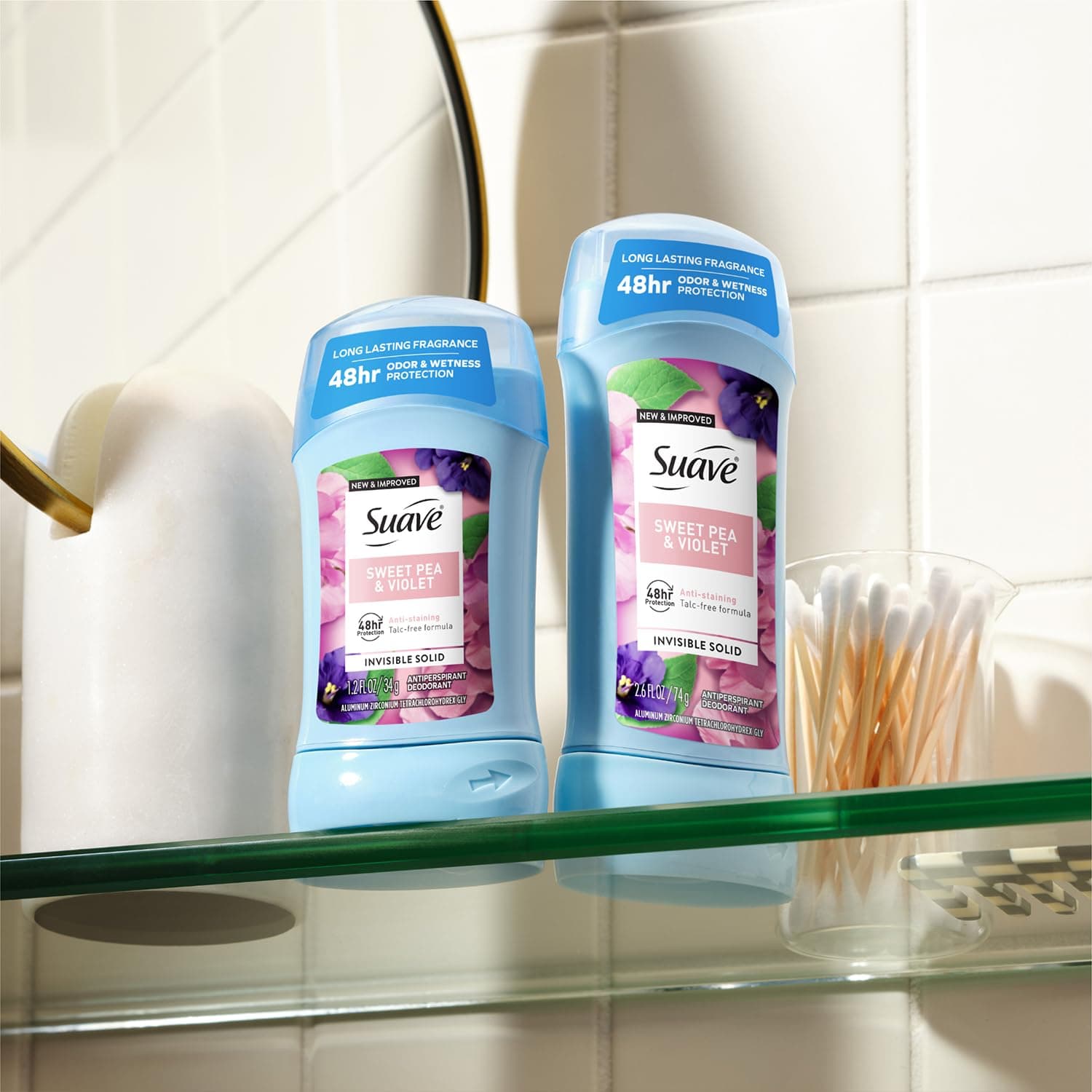 Suave Antiperspirant Deodorant for Women, Sweet Pea & Violet 2-Size Variety Pack – Anti-Staining Invisible Solid, Talc-Free (2 Piece Set) - Image 8