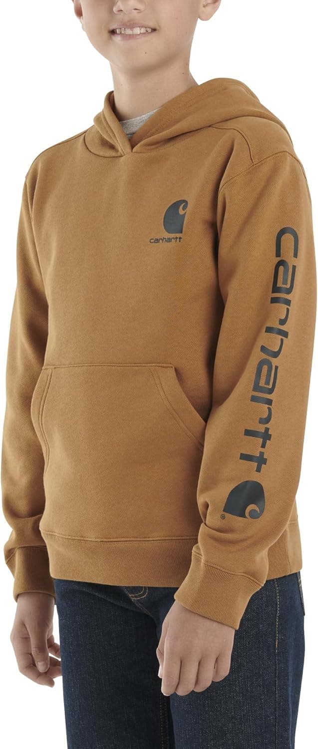 Carhartt Kid's CA6272 Long-Sleeve Graphic Sweatshirt - Boys Small Carhartt Brown - Image 3
