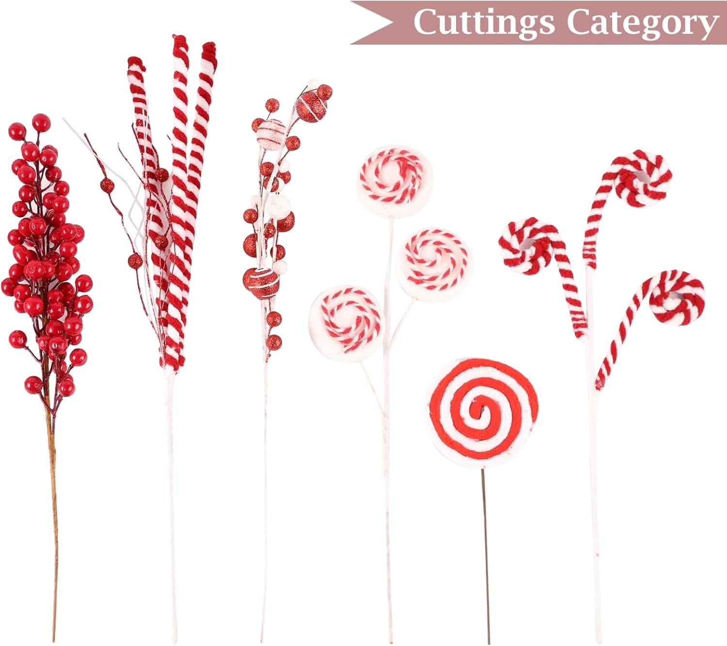 WBHome Decorated Artificial Christmas Tree Ornaments, Candy Cane Christmas Decorations, Ornaments Set (Tree is not Included) Candy Ornaments Set - Image 6