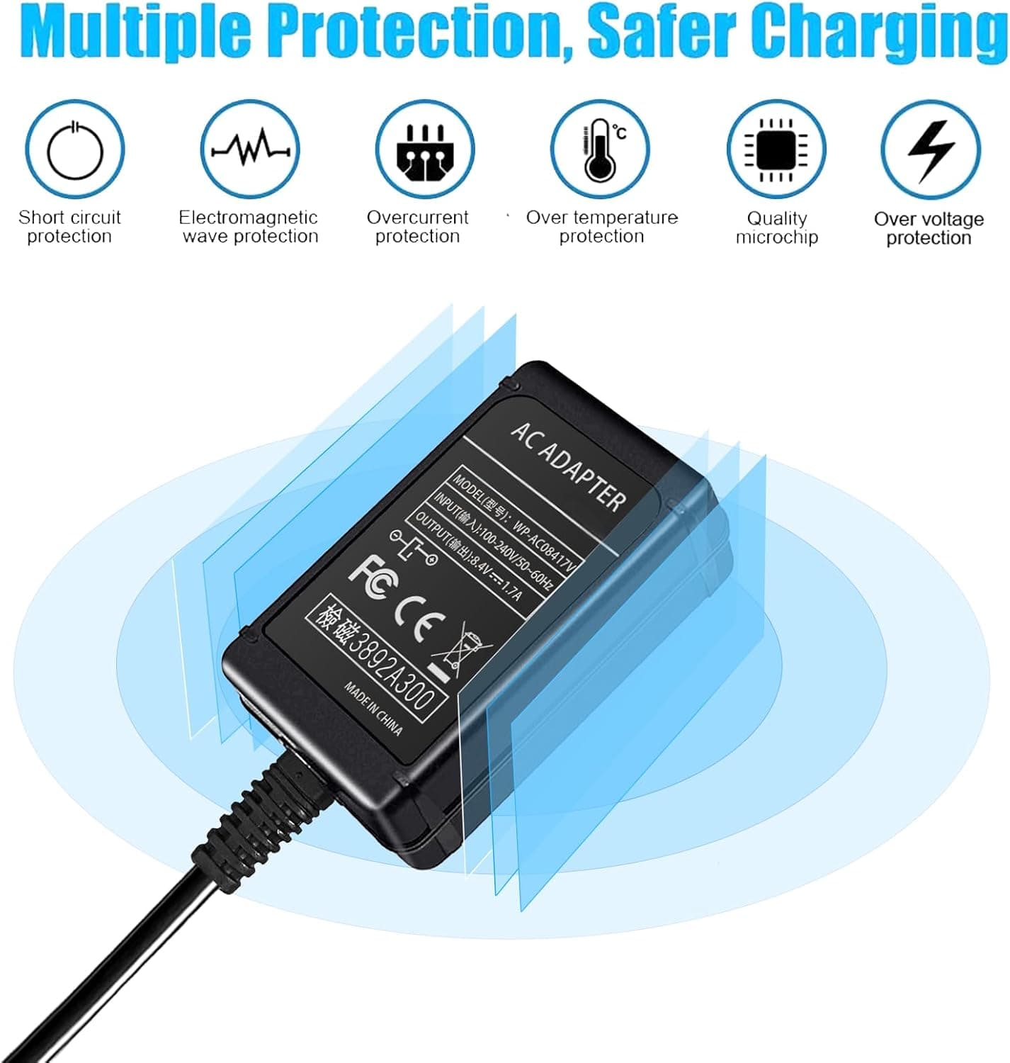 TKDY AC-L100 for Sony Handycam Camcorder Charger Cord Replace AC-L10A L10B L15A L15B L100A L100B L100C AC Adapter, fit for Sony Hi8 CCD- TRV128 TRV103 TRV130 TRV150 TRV108 TRV308 etc. - Image 6