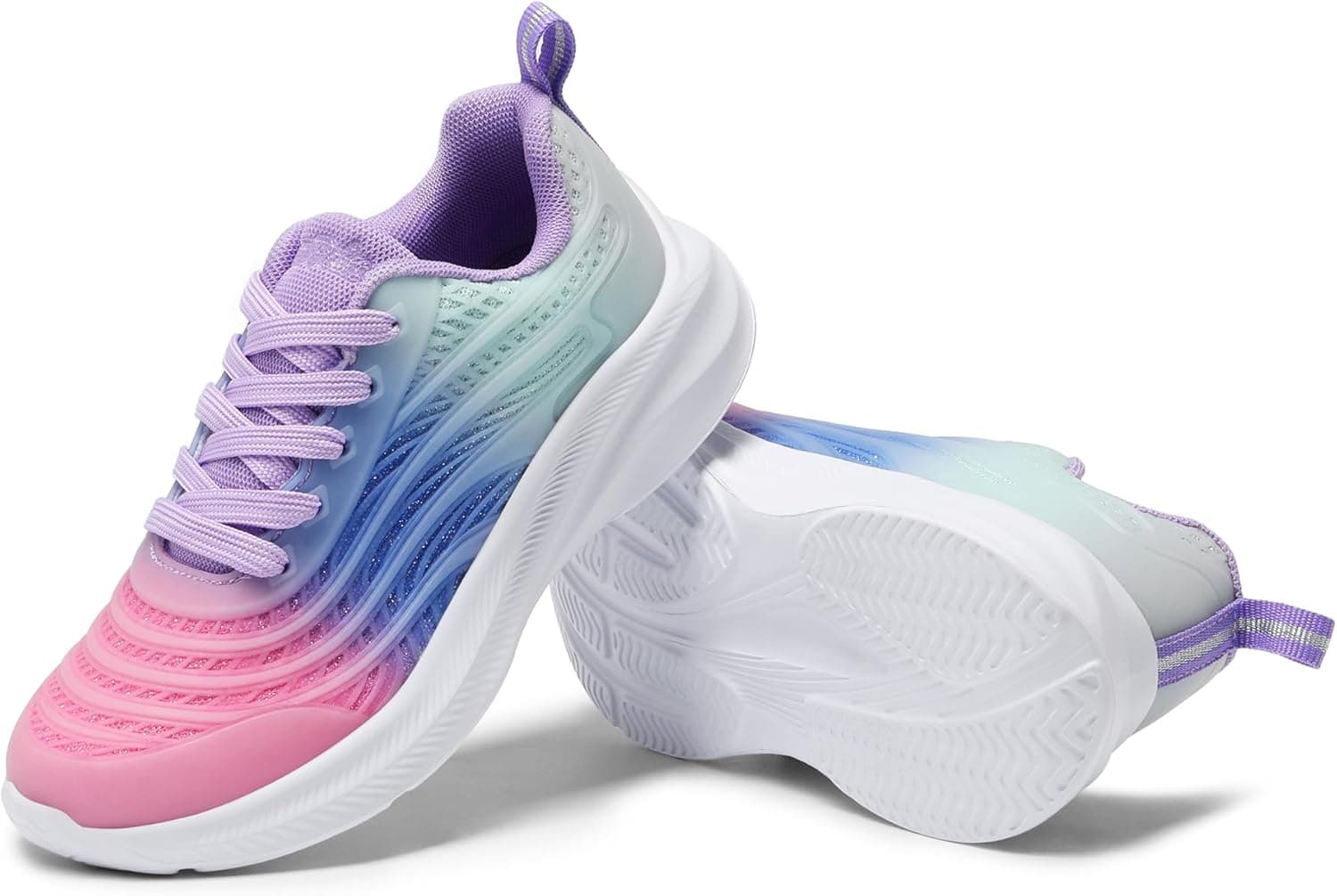 DREAM PAIRS Girls Boys Shoes Kids Lace up Tennis Sparkle Glitter Athletic Running Sneakers 12 Little Kid Pink/Blue/Light Green - Image 7