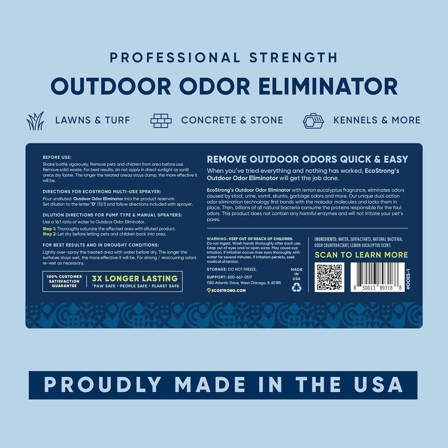 Eco Strong Outdoor Odor Eliminator | Outside Dog Urine Enzyme Cleaner – Powerful Pet, Cat, Animal Scent Deodorizer | Professional Strength for Yard, Turf, Kennels, Patios, Decks (Gallon with Sprayer) 128 oz w Multi-use Sprayer - Image 10
