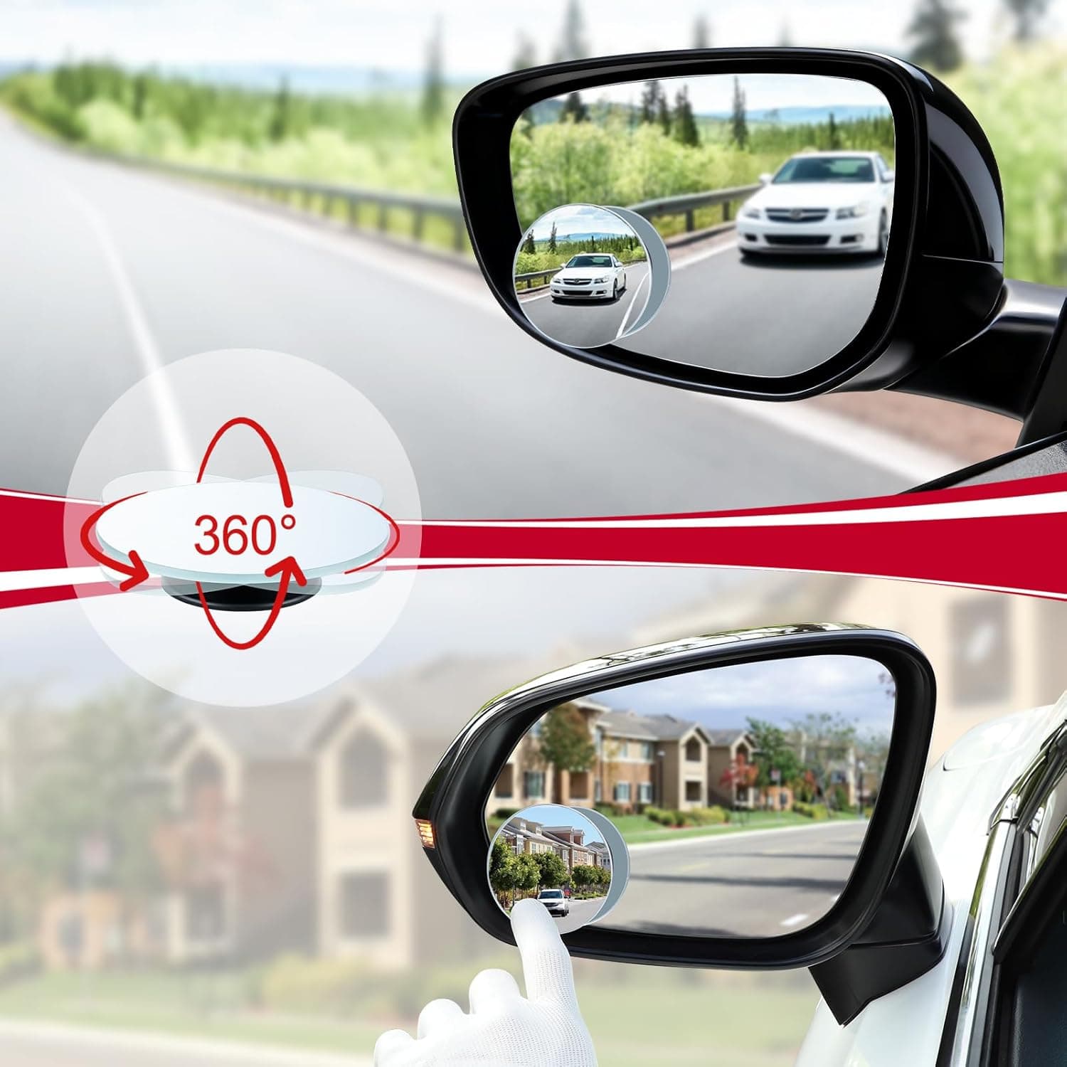 LivTee Blind Spot Mirror, 2" Round HD Glass Frameless Convex Rear View Mirrors Exterior Accessories with Wide Angle Adjustable Stick for Car SUV and Trucks, Pack of 2 Round Pack of 2 - Image 6