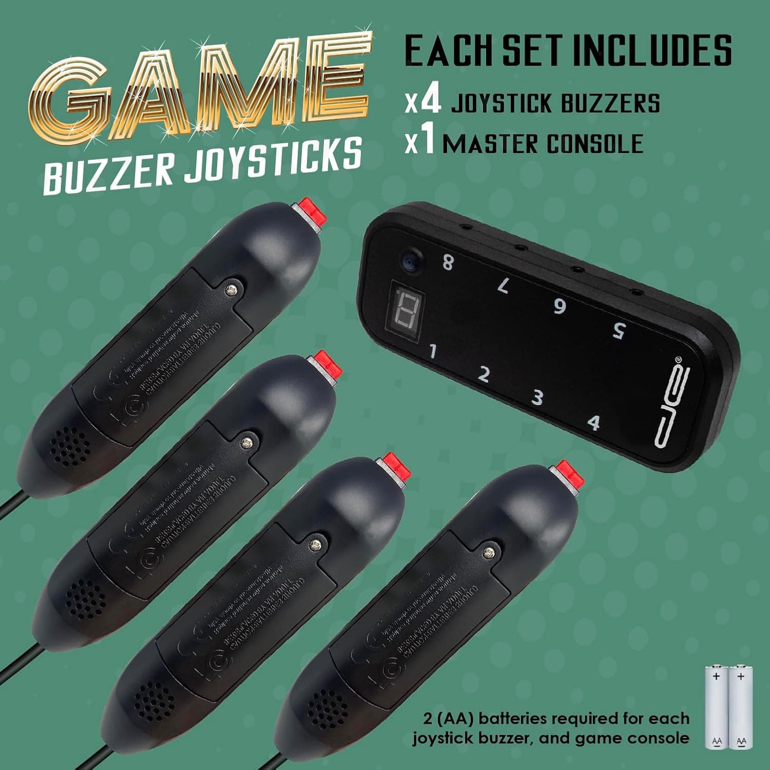 Digital Energy Handheld Game System - Console Displays First Buzz-in - Great for Jeopardy, Family Feud, Trivia and Buzzer Games - Console with 4 Joystick Buzzers - Image 6