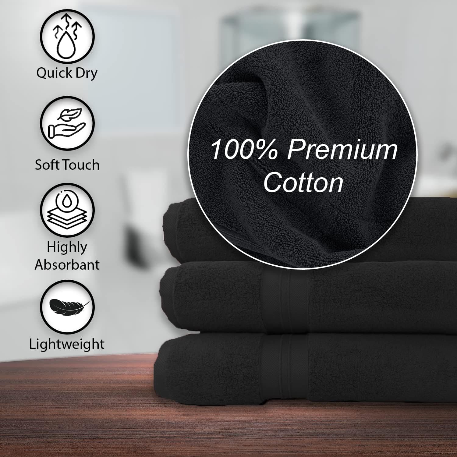 100% Cotton Bath Towels, 24x48 Pack of 6 Towels, Quick Dry, Highly Absorbent, Soft Feel Towel, Gym, Spa, Bathroom, Shower, Pool, Luxury Soft Towels (Grey, 24x48-6 Pack) 24x48 - 6 Pack Grey - Image 8
