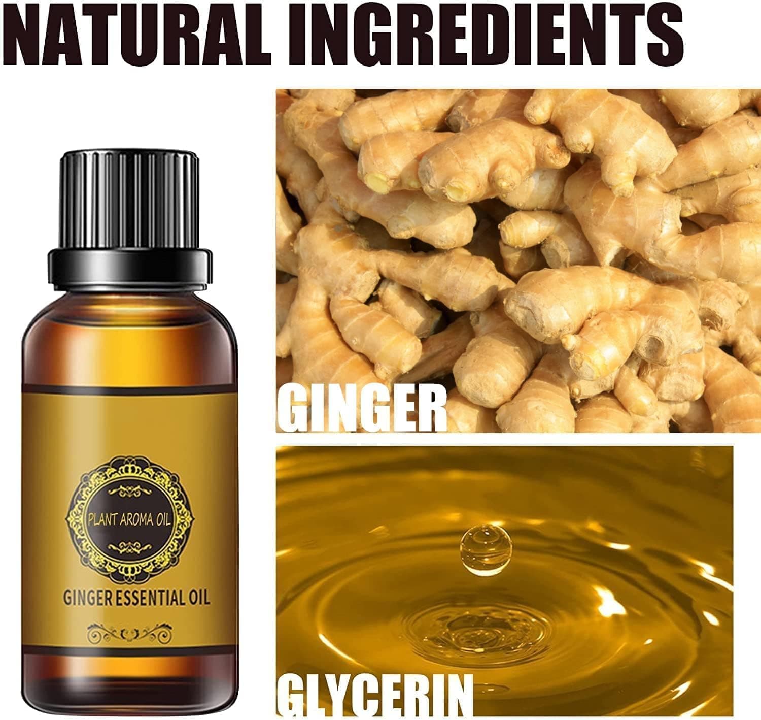 10 Pack Belly Drainage Ginger Oil, Ginger Oil Lymphatic Drainage Massage Oil, Natural Lymphatic Drainage Ginger Oil,Ginger Massage Oil,Plant Aroma Oil, Natural Ginger Essential Oil - Image 4