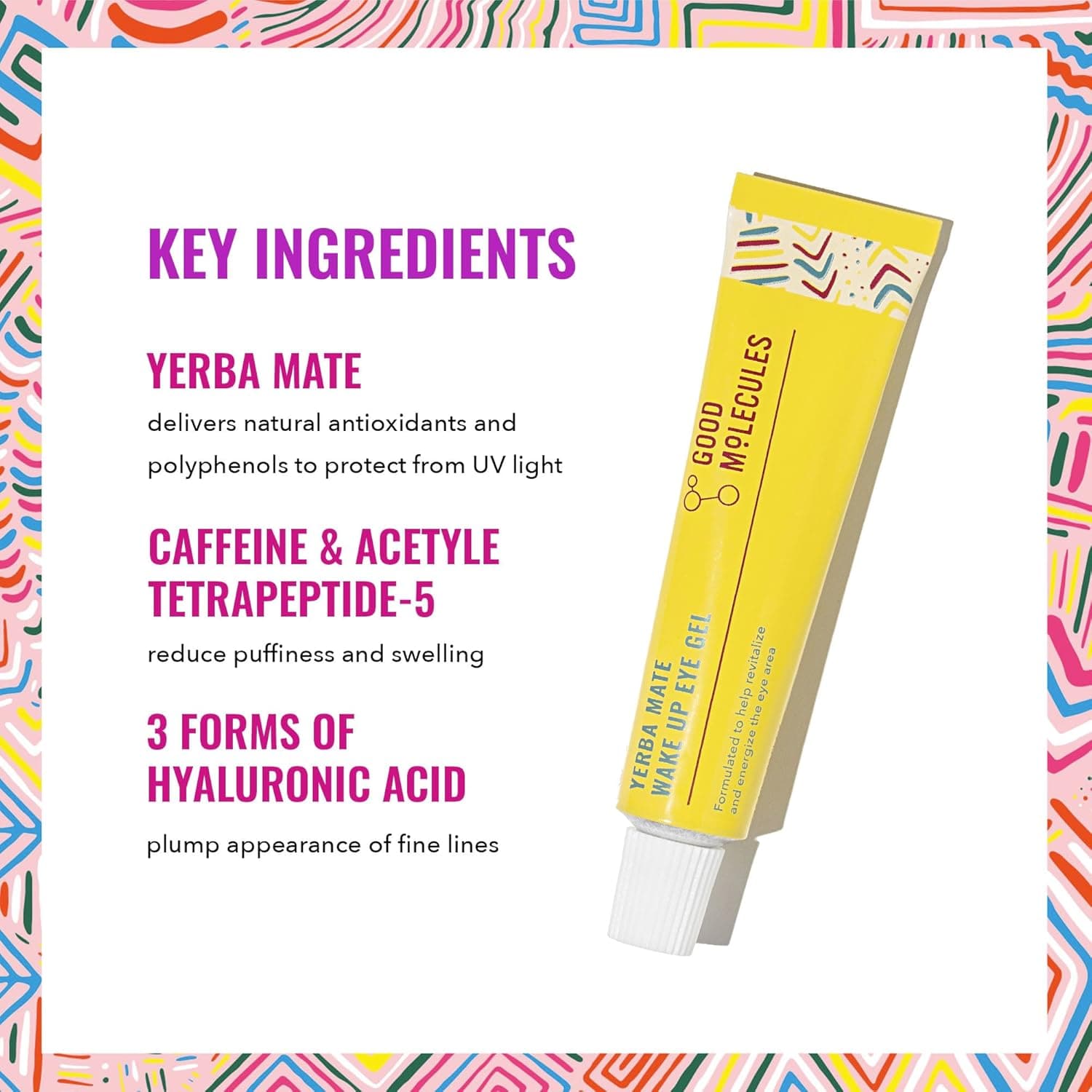 Good Molecules Yerba Mate Wake Up Eye Gel - Hydrating Under Eye Gel Cream with Hyaluronic Acid and Caffeine - Target Dark Circles and Puffiness - Skin Care for Face - Image 4