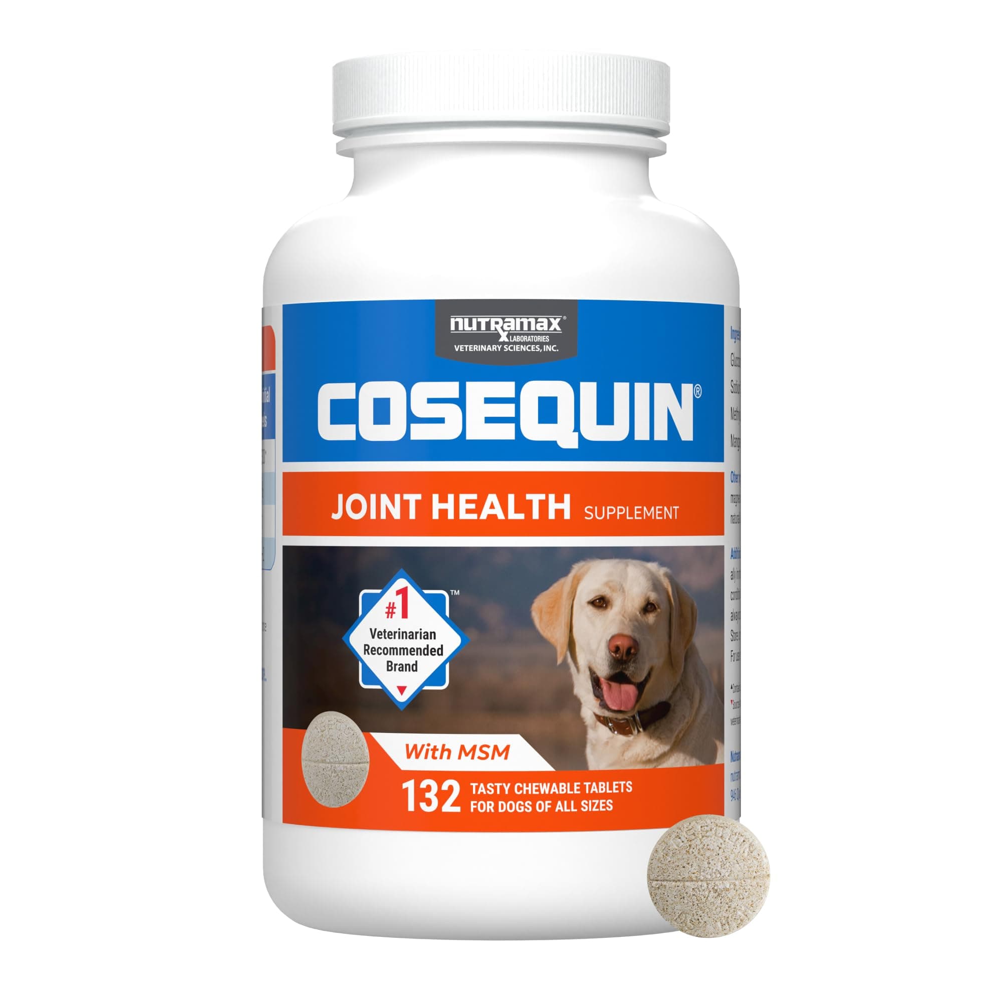 Nutramax Cosequin for Dogs Joint Health Supplement, Contains Glucosamine for Dogs, Plus Chondroitin and MSM, Supports Healthy Joints, For All Breeds and Sizes, Chewable Tablets, 132 Count MSM 132 count