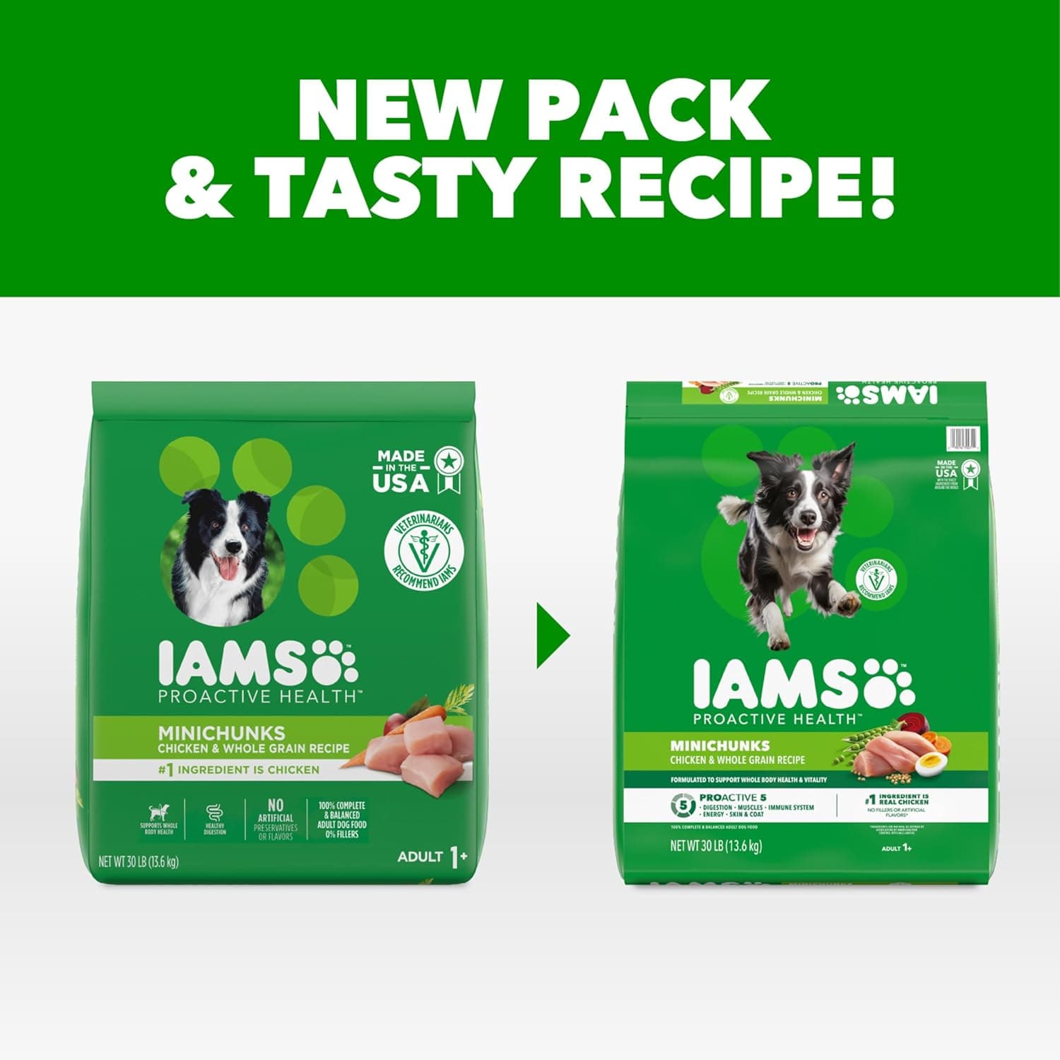 IAMS Proactive Health Adult Minichunks Comida Seca para Perros Pollo y Granos Enteros, Bolsa de 30 lb. Pollo 30 Libras (Paquete de 1) - Image 2