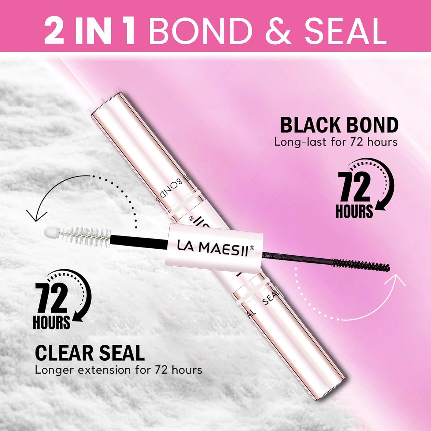 Lash Cluster Glue Lash Bond and Seal Waterproof Lash Glue for Eyelash Clusters 10ml Bond and Seal 2-in-1 Home Use Strong Hold 72H 2-IN-1 Lash Cluster Glue - Image 3