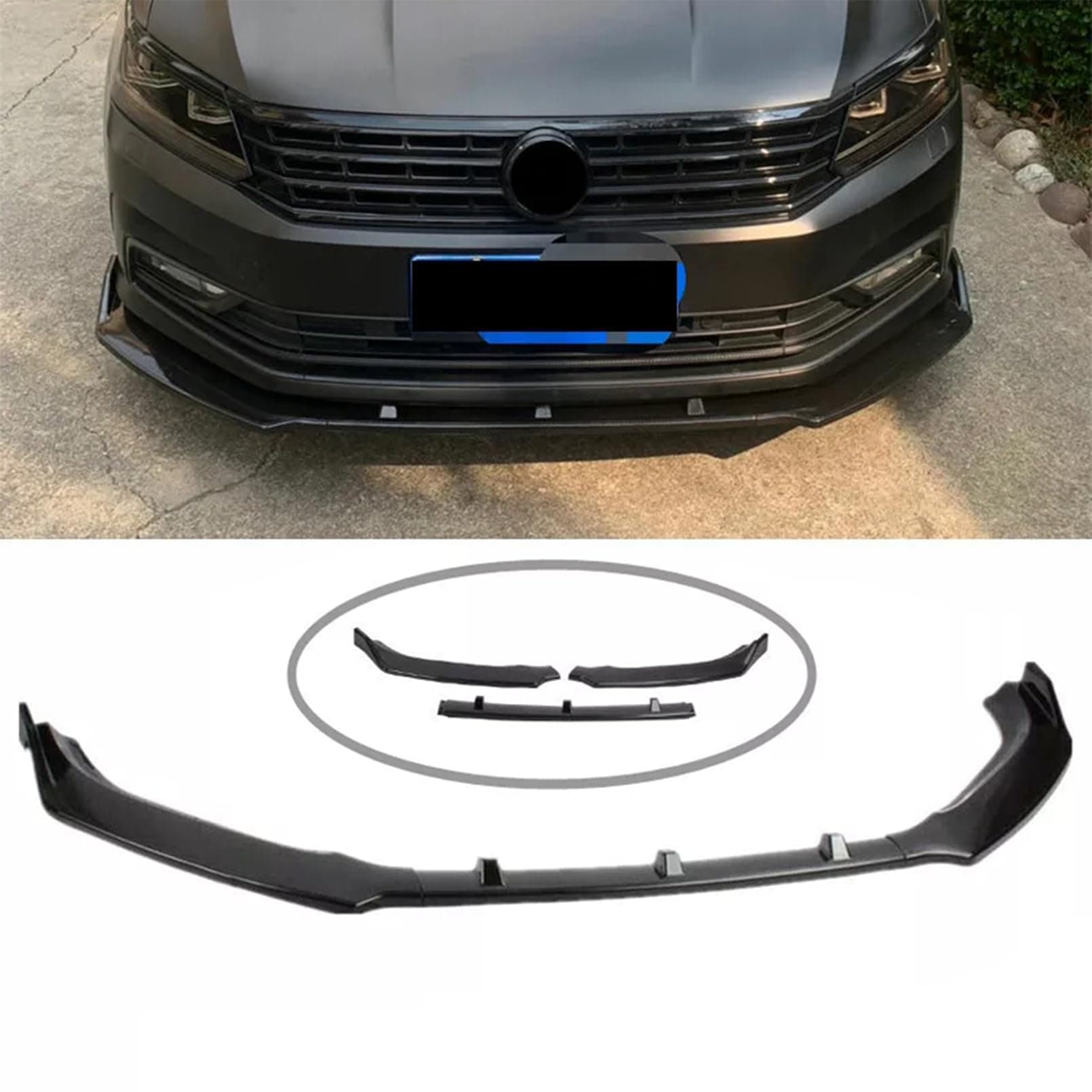 Bright Black Front Bumper Lip Splitter Spoiler Compatible with Volkswagen VW USA Passat B7 S/SE/SEL/TDI/Sport/ 2012 2013 2014 2015 Accessories