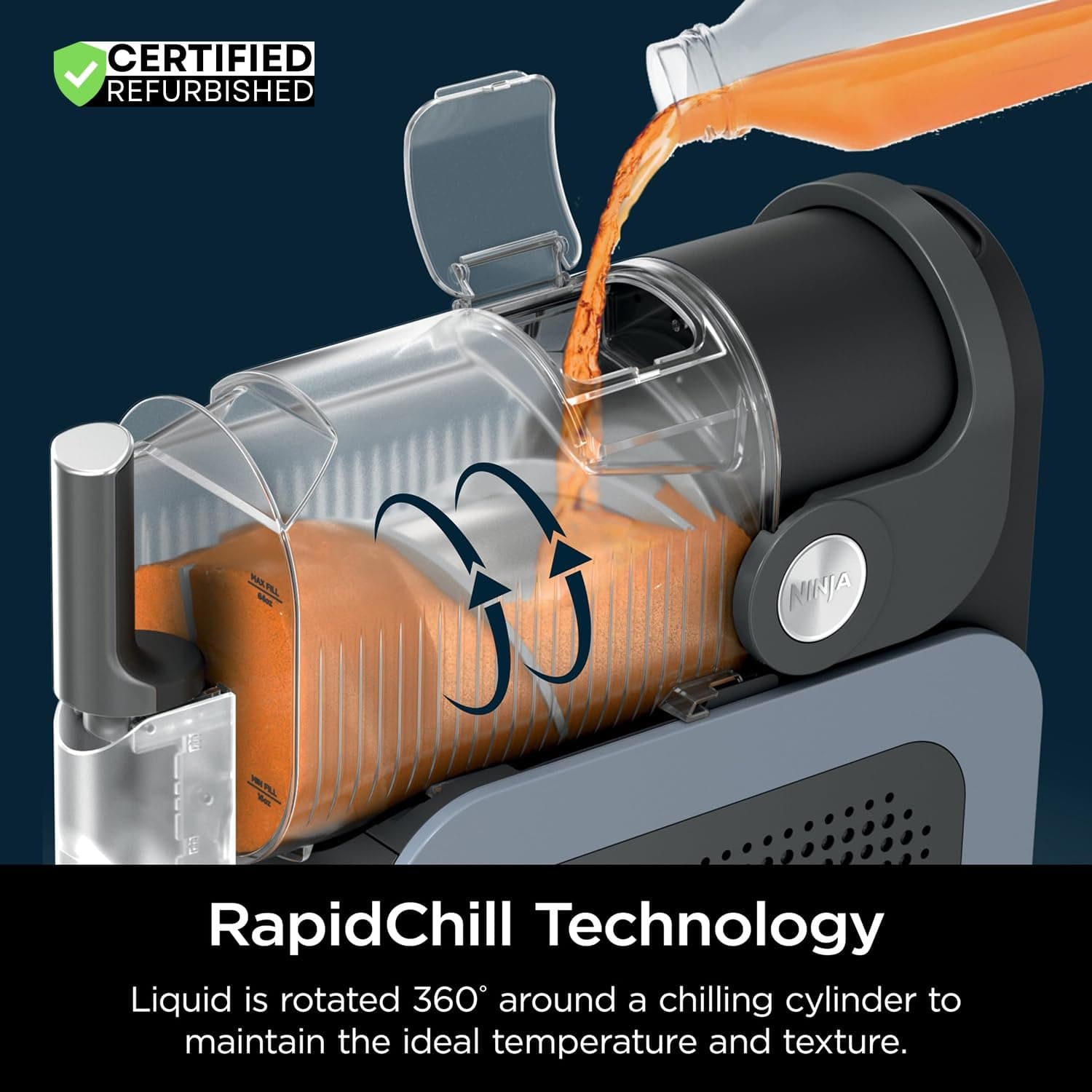 Ninja FS301 Professional Maker with RapidChill Technology, 88 oz Drink & Slushie Machine, 5 Preset Programs, Frozen Margaritas, Frappés, and More, Premium Accents, Black (Renewed) 88 oz & 5 Presets - Image 8